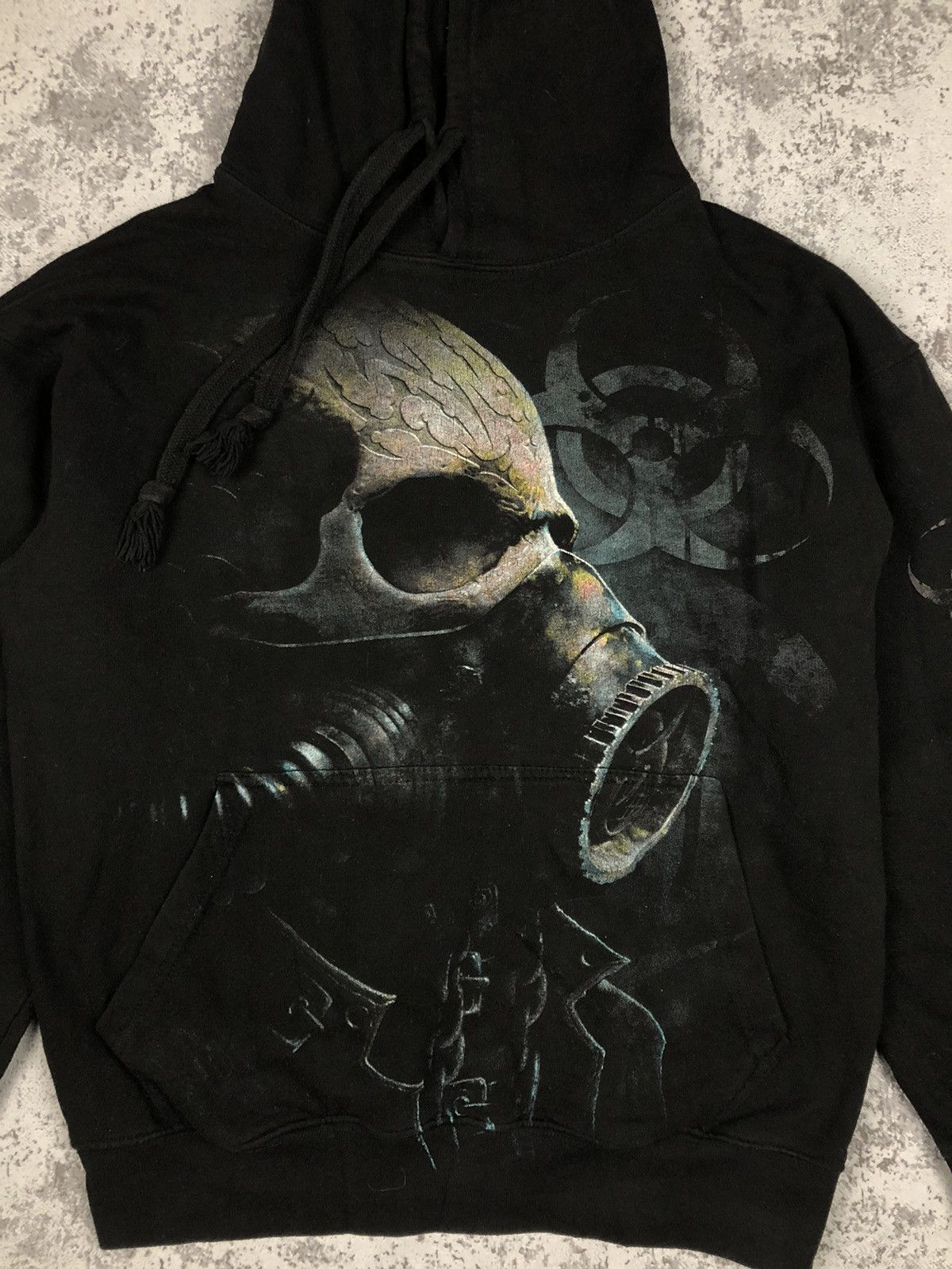 Vintage 🔥 Biohazard Gas Mask Skull Hoodie Dark Apocalypse Size US M / EU 48-50 / 2 - 2 Thumbnail