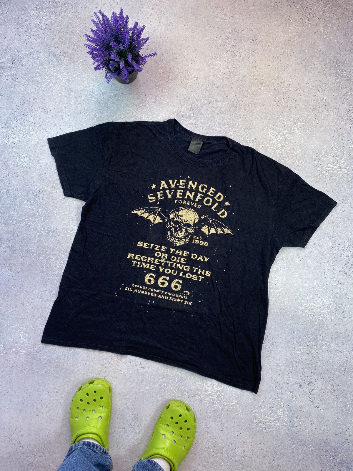 Band Tees × Vintage Avenged Sevenfold Men’s Black T-shirt With Big Logo Size US XXL / EU 58 / 5 - 1 Thumbnail