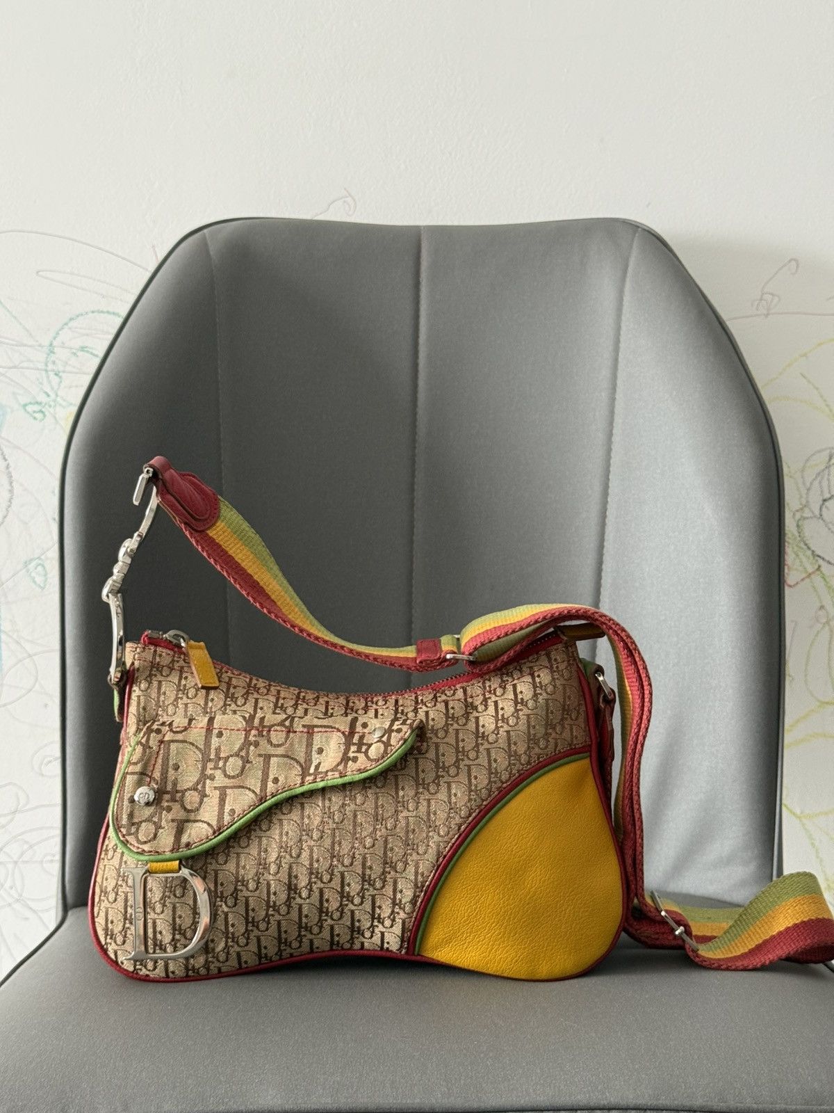 Dior Vintage Christian Dior John Galliano Saddle Rasta Bag Size ONE SIZE - 3 Thumbnail