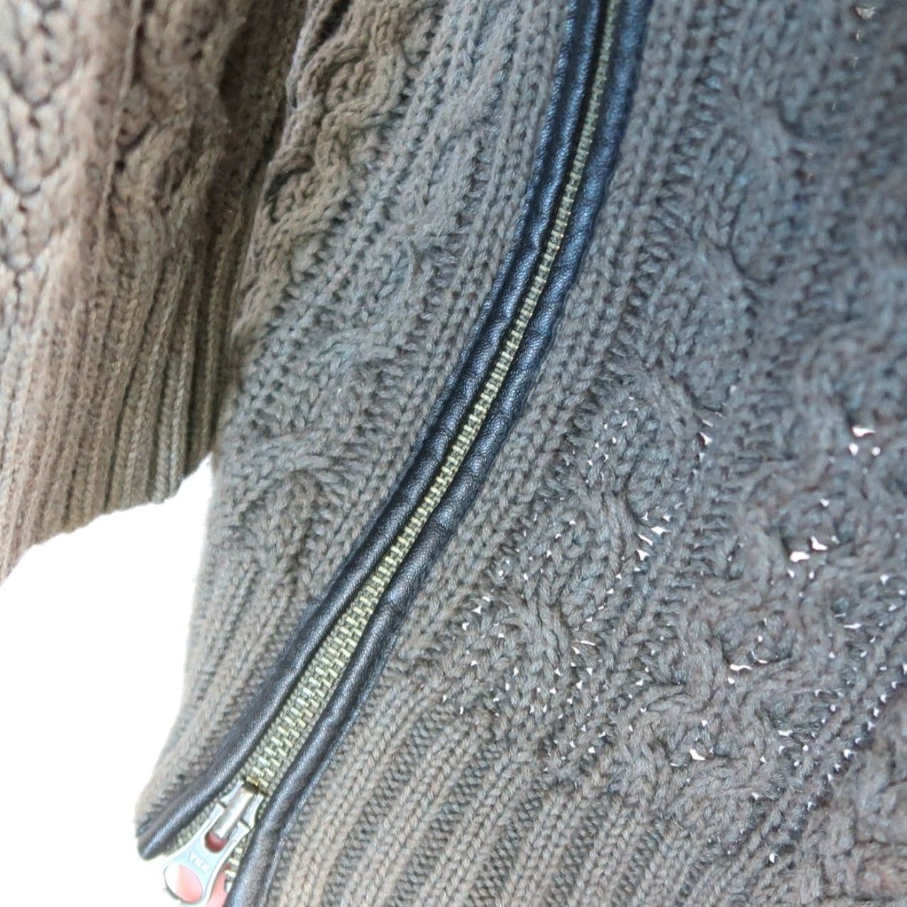 Olive VINTAGE Margaret O’Leary Olive Green 100% Cotton Cable Knit Tunic Sweater Side Zip S Womens Pullover Long Sleeve Knitted Casual 28" Length Size S / US 4 / IT 40 - 6 Thumbnail