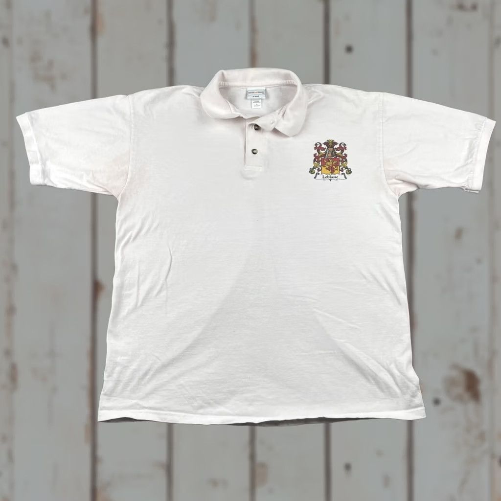 Anvil VINTAGE Anvil Polo Shirt White Cotton Crest Mens Large L Size US L / EU 52-54 / 3 - 1 Thumbnail