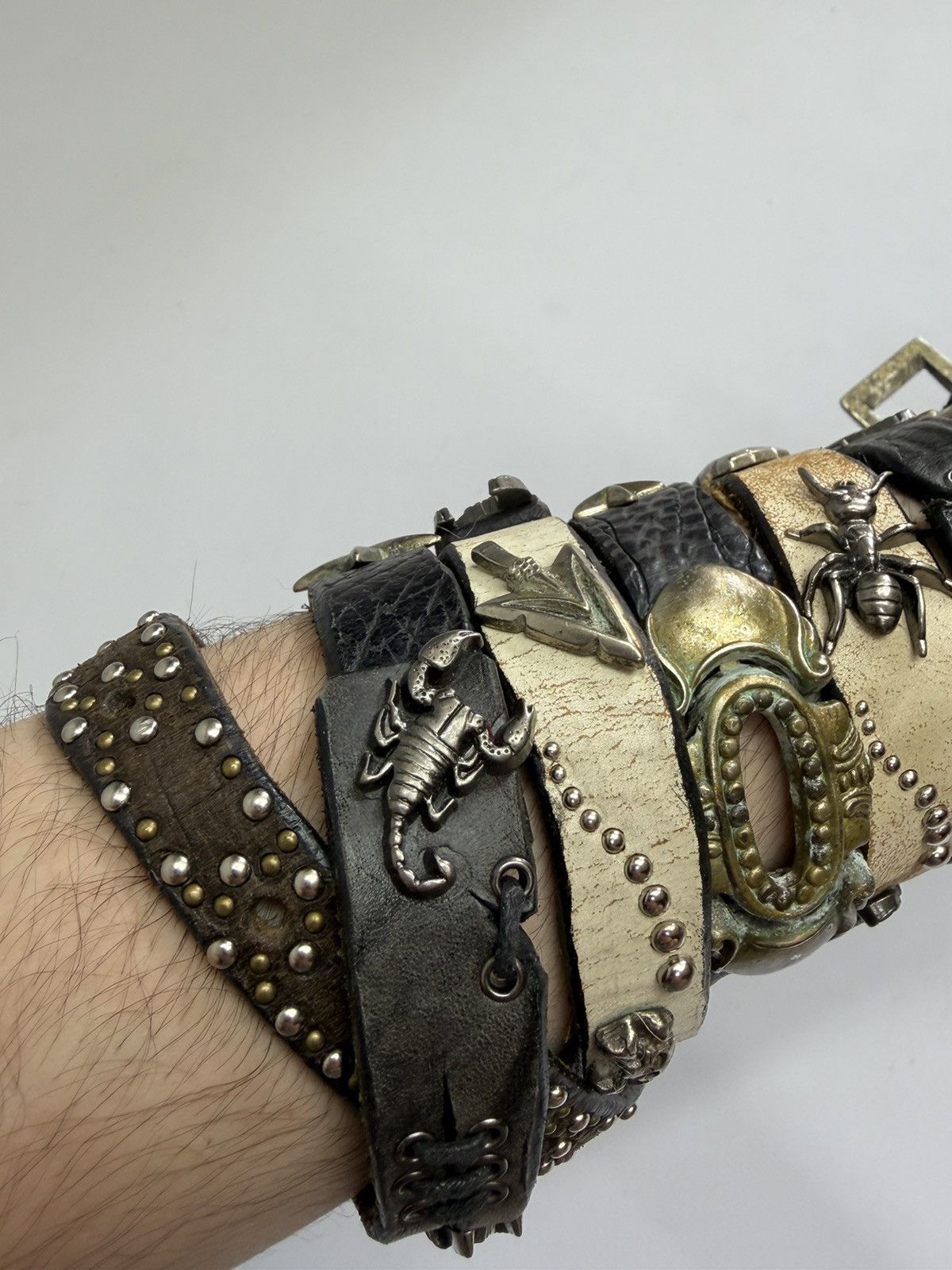 If Six Was Nine Vintage Studded Leather Tribal Belt Y2K Punk Grunge Rockstar Size 34 - 15 Thumbnail