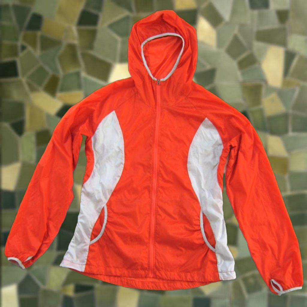 Eddie Bauer Eddie Bauer Windbreaker Jacket Womens Nylon Orange L Lightweight Full Zip Pocket Thumb Hole Size L / US 10 / IT 46 - 1 Thumbnail