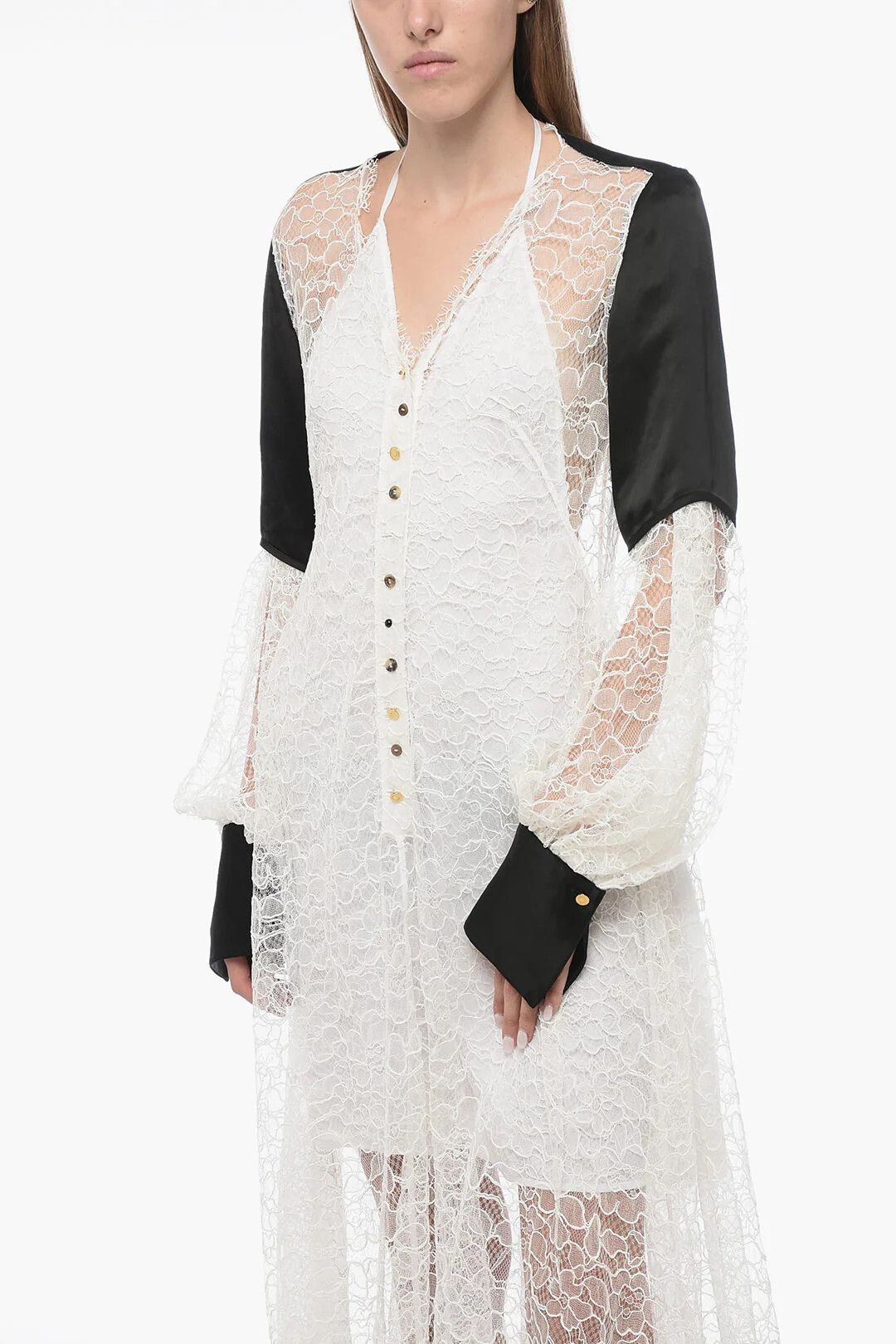 Loewe og1mm0426 Lace Shirt Dress in White Size M / US 6-8 / IT 42-44 - 3 Thumbnail