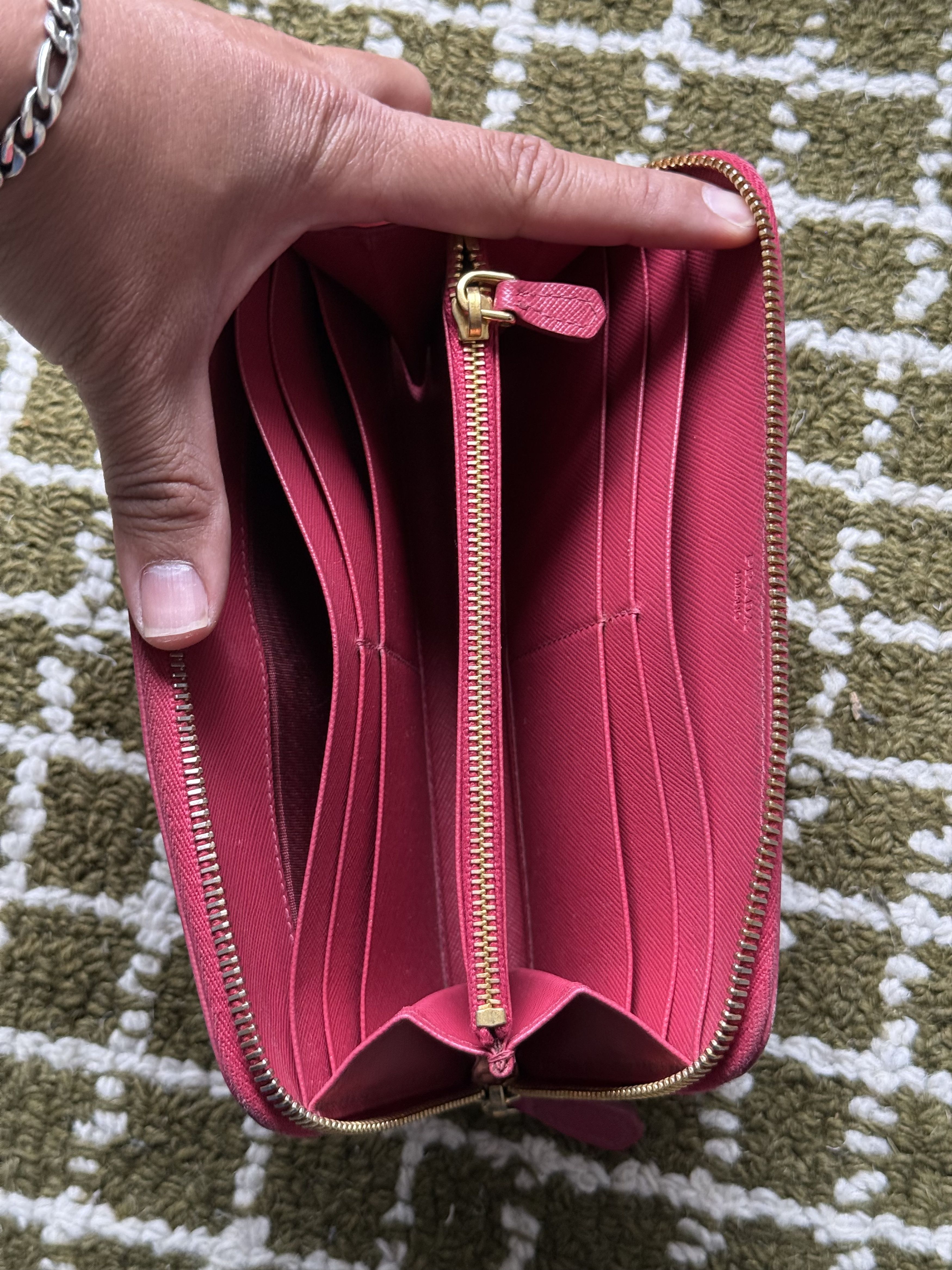 Prada Prada Saffiano Leather Zip-Around Continental Wallet Pink Size ONE SIZE - 4 Thumbnail
