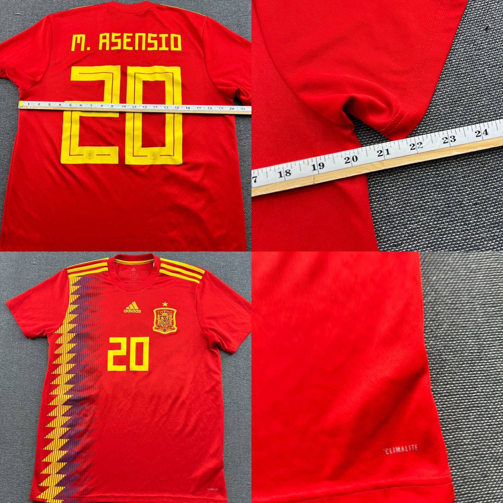 Adidas adidas Spain 2018 2019 Home Marco Asensio Football Jersey Mens XL Red Shirt Jersey Short Sleeve Athletic Moistu re Wicking Quick Dry Soccer Size US XL / EU 56 / 4 - 8 Thumbnail