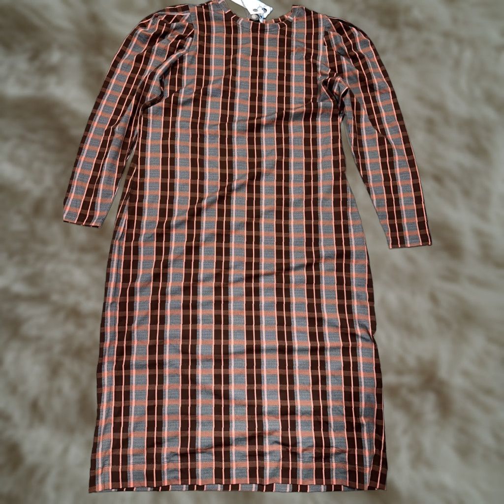 Tanya Taylor Tanya Taylor Designs Nancy Dress Gray Burgundy Plaid 1X NWT Organic Cotton Midi Dress Women Plus Jacket? Size XL / US 12-14 / IT 48-50 - 1 Thumbnail