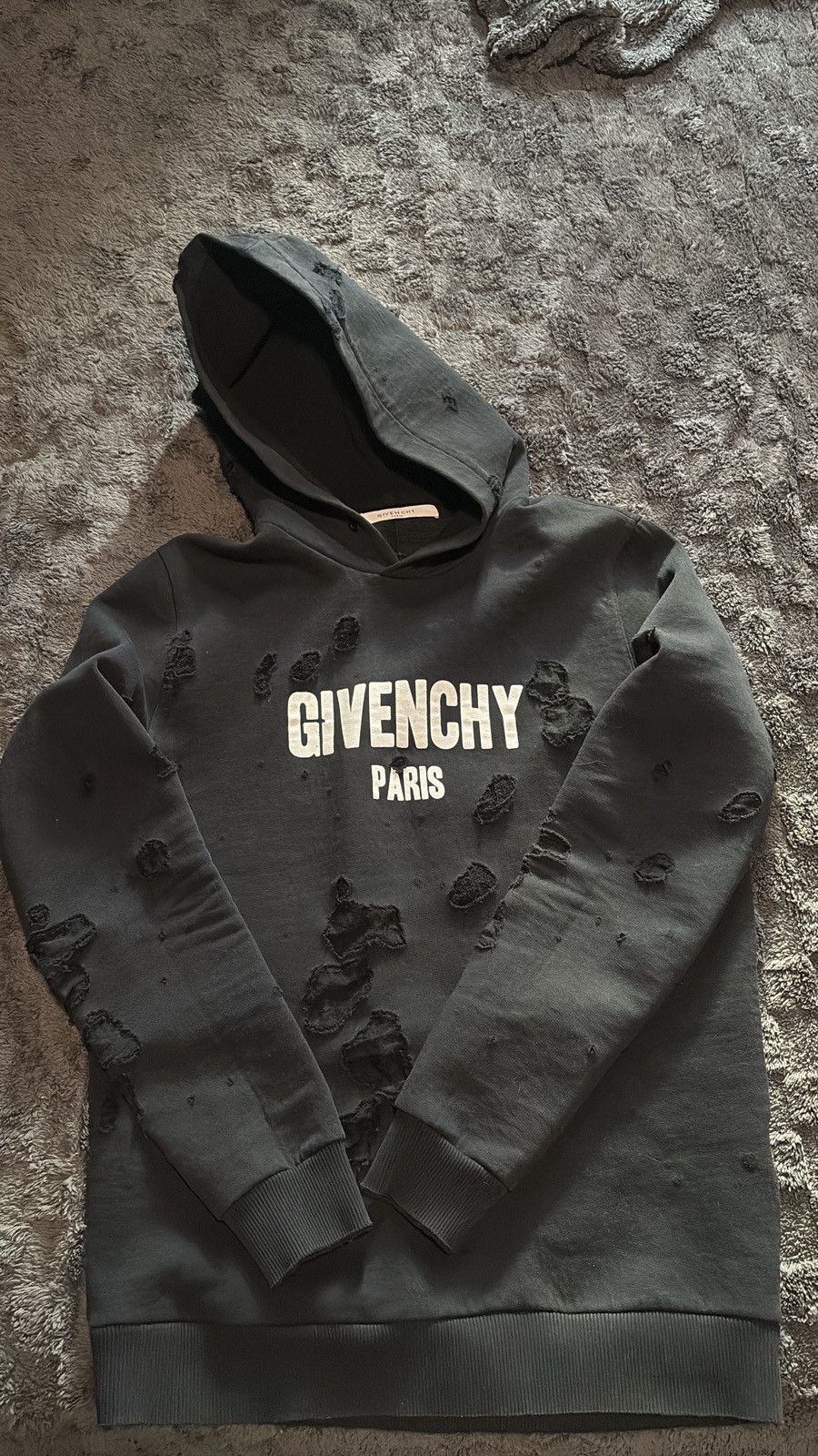 Givenchy Givenchy Black Distressed Hoodie Size US XS / EU 42 / 0 - 1 Thumbnail