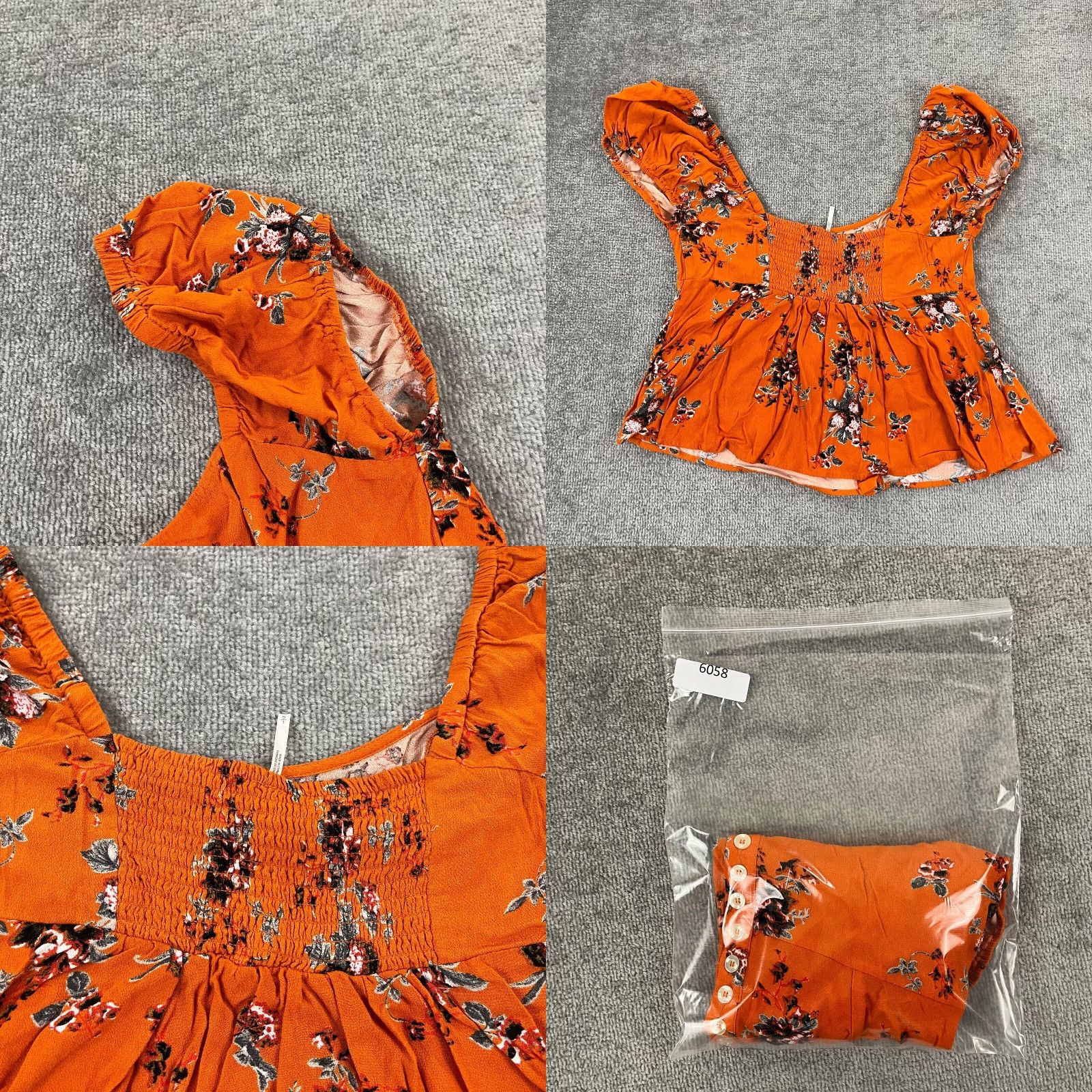 Free People FREE PEOPLE Floral Blouse Womens Large Multicolor 3/4 Sleeve Peasant Button Top Size L / US 10 / IT 46 - 8 Thumbnail