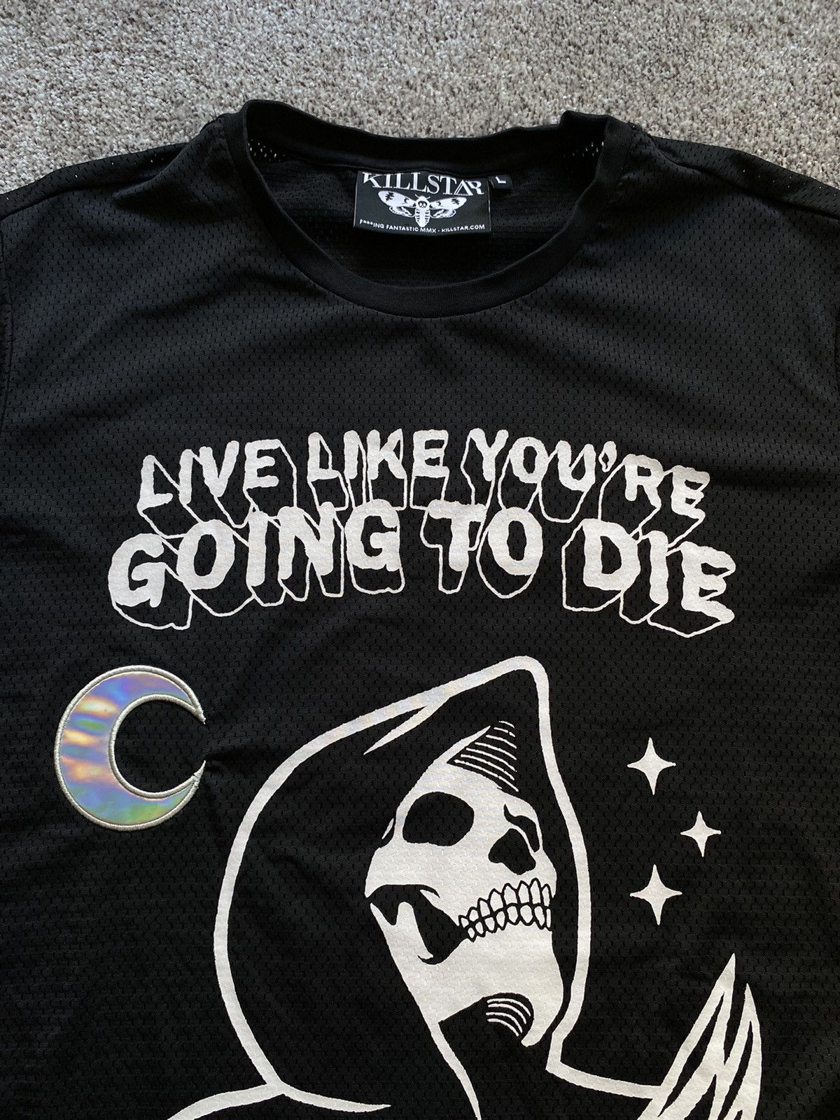 Other Killstar Jersey Goth Punk Graphic Print Dead Die Y2K Tee Size US L / EU 52-54 / 3 - 3 Thumbnail