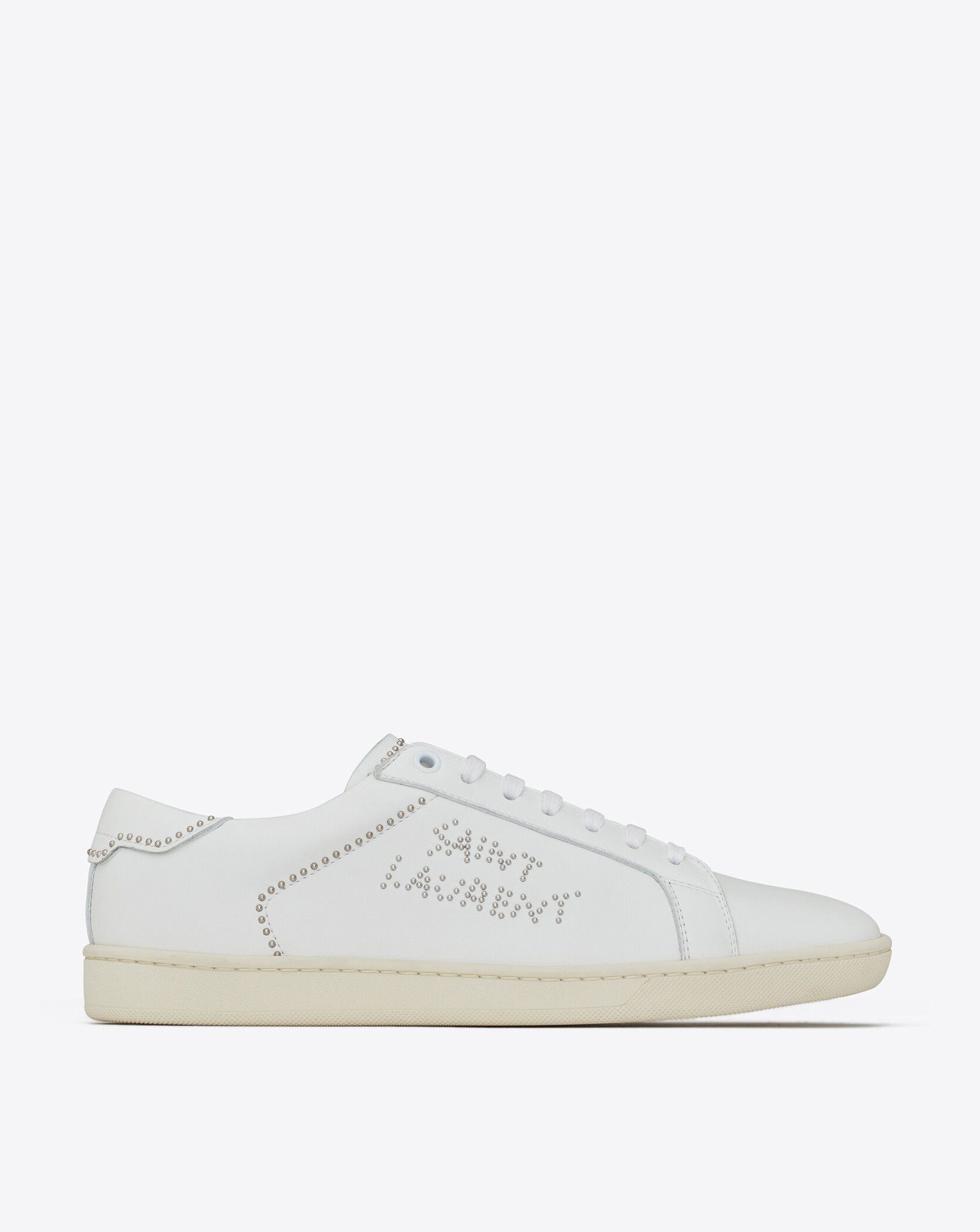 Saint Laurent SL/08 Sneakers - Studded White Calf Leather