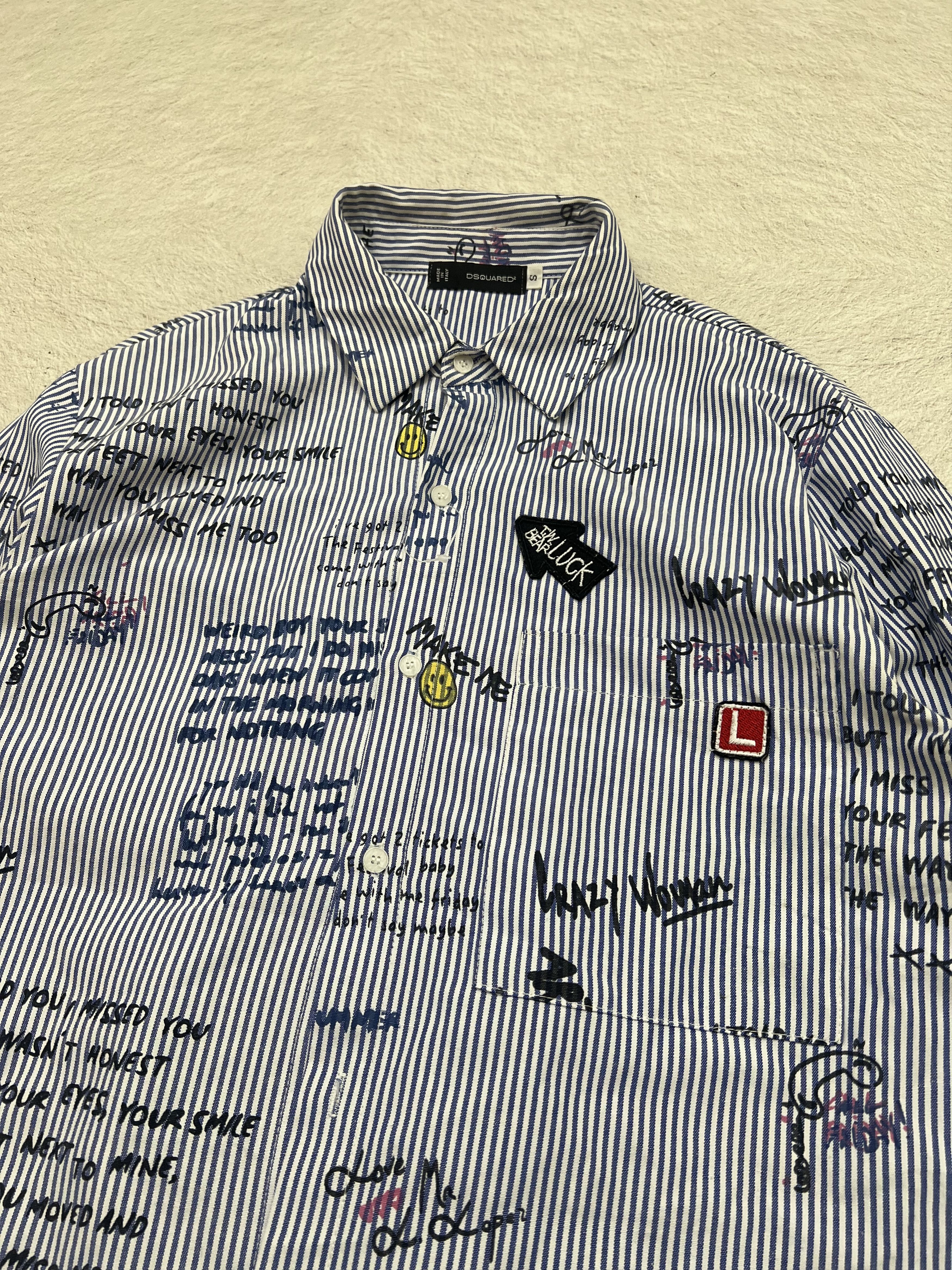 Japanese Brand 2000s Archival Dsquared2 Poem Patch Stripe Shirt y2k Size US M / EU 48-50 / 2 - 2 Thumbnail