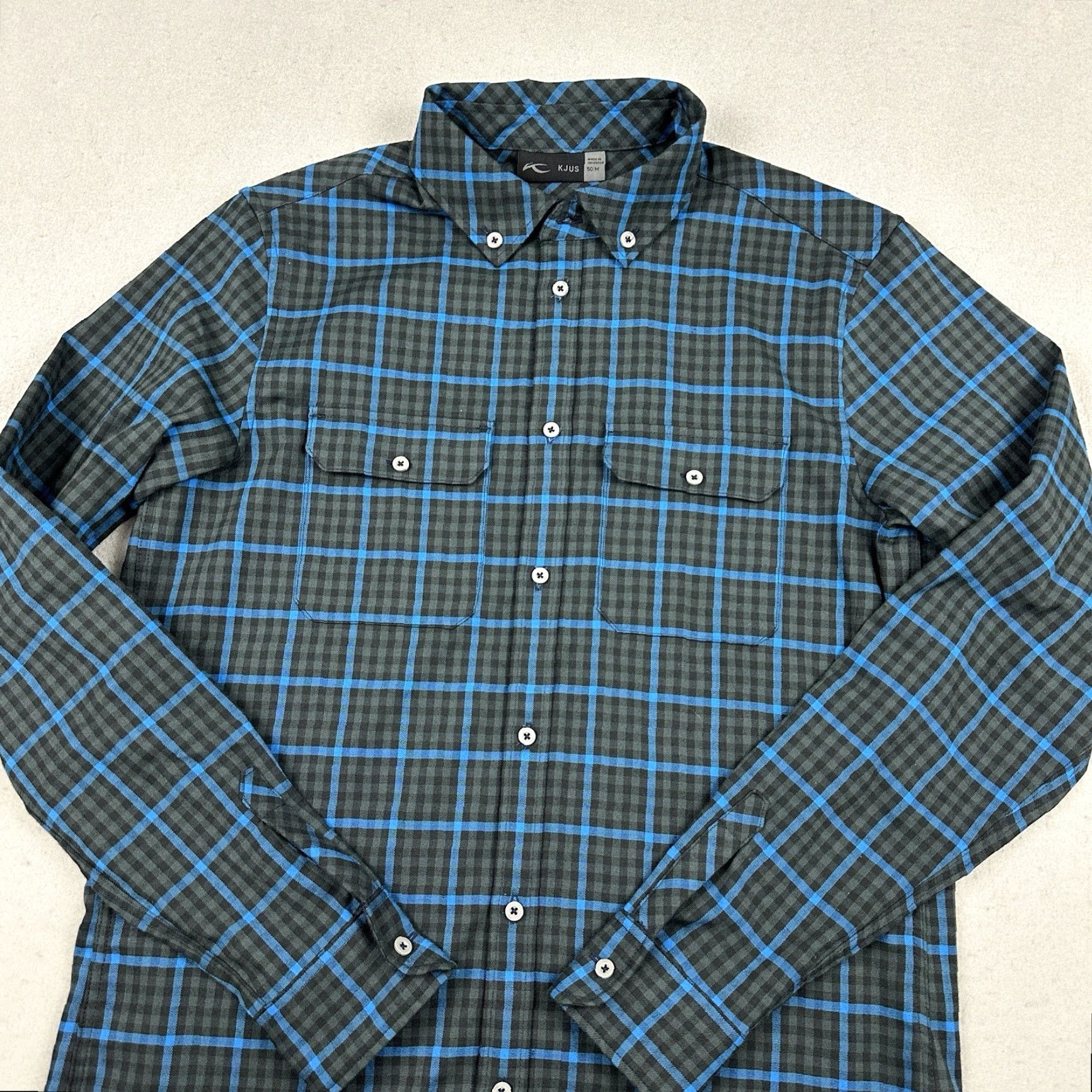 KJUS KJUS Shirt Men M Blue Plaid Long Sleeve Button-Up with Pockets, Cotton, Casual Outdoor, Regular Fit Size US M / EU 48-50 / 2 - 2 Thumbnail