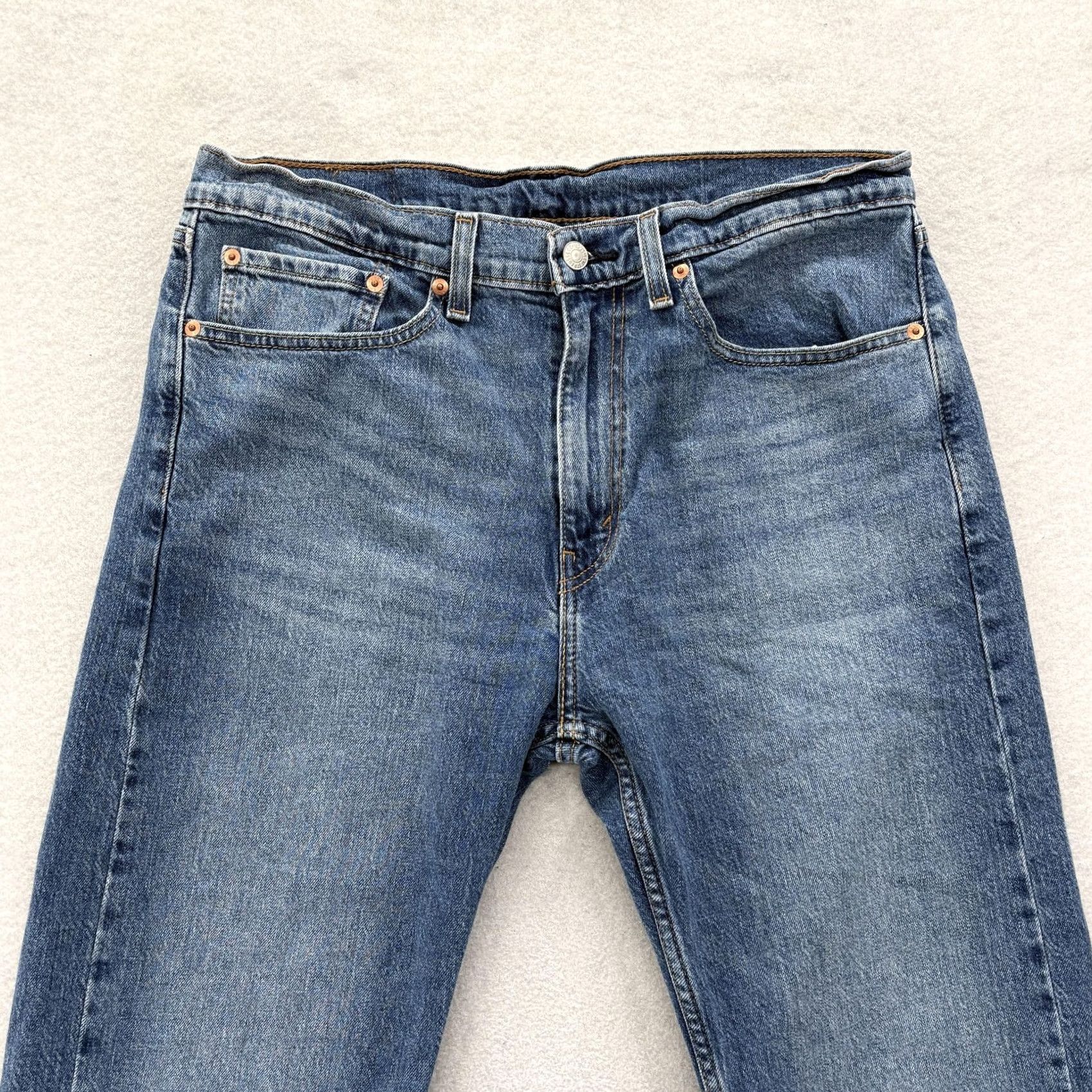 Levi's Levi's 505 Jeans Mens 34x32 Blue Medium Wash Regular Straight Stretch Denim Pants Size US 34 / EU 50 - 2 Thumbnail