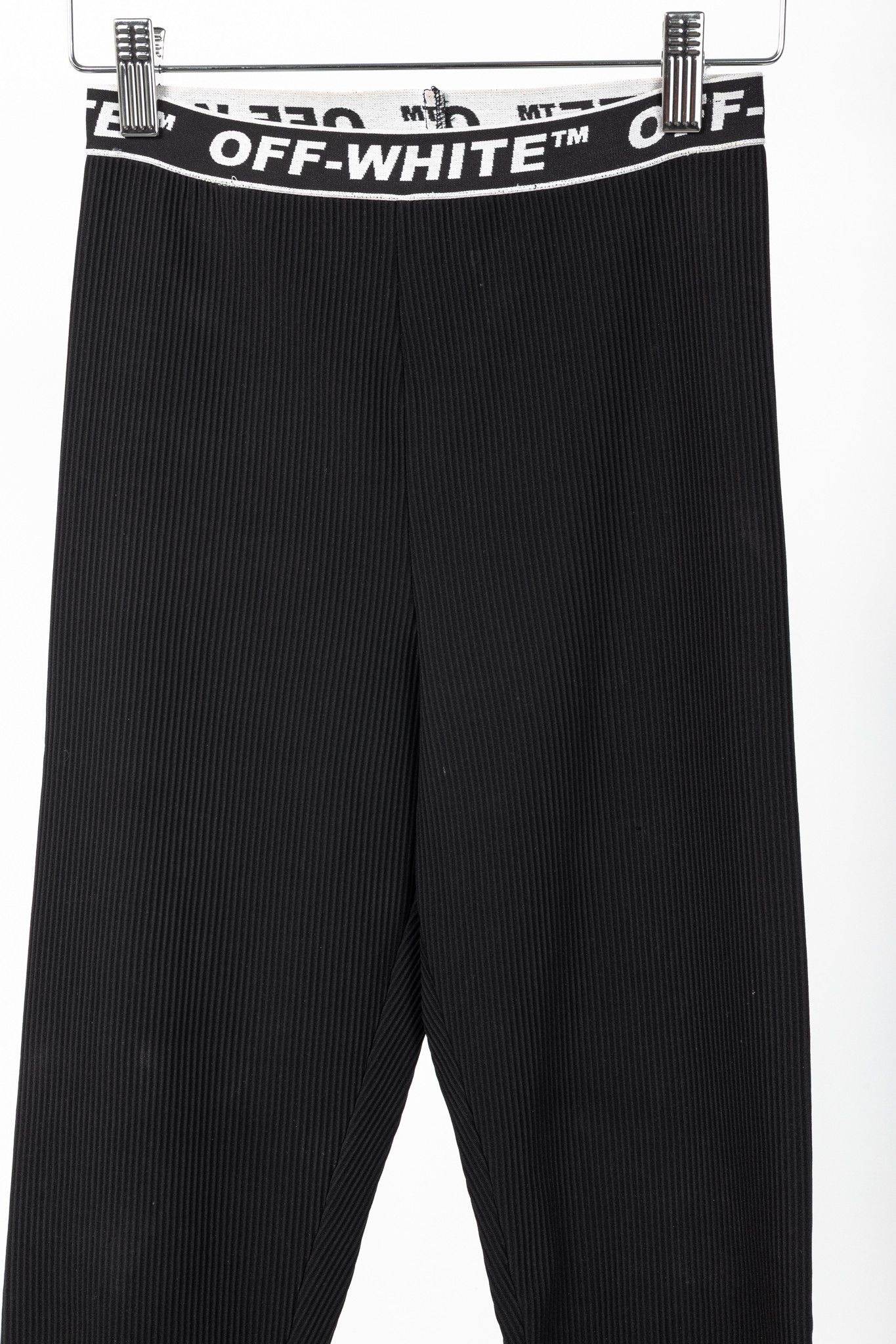 Off-White Off-White Black Logo-Waistband Ribbed Leggings Size 27" / US 4 / IT 40 - 3 Thumbnail