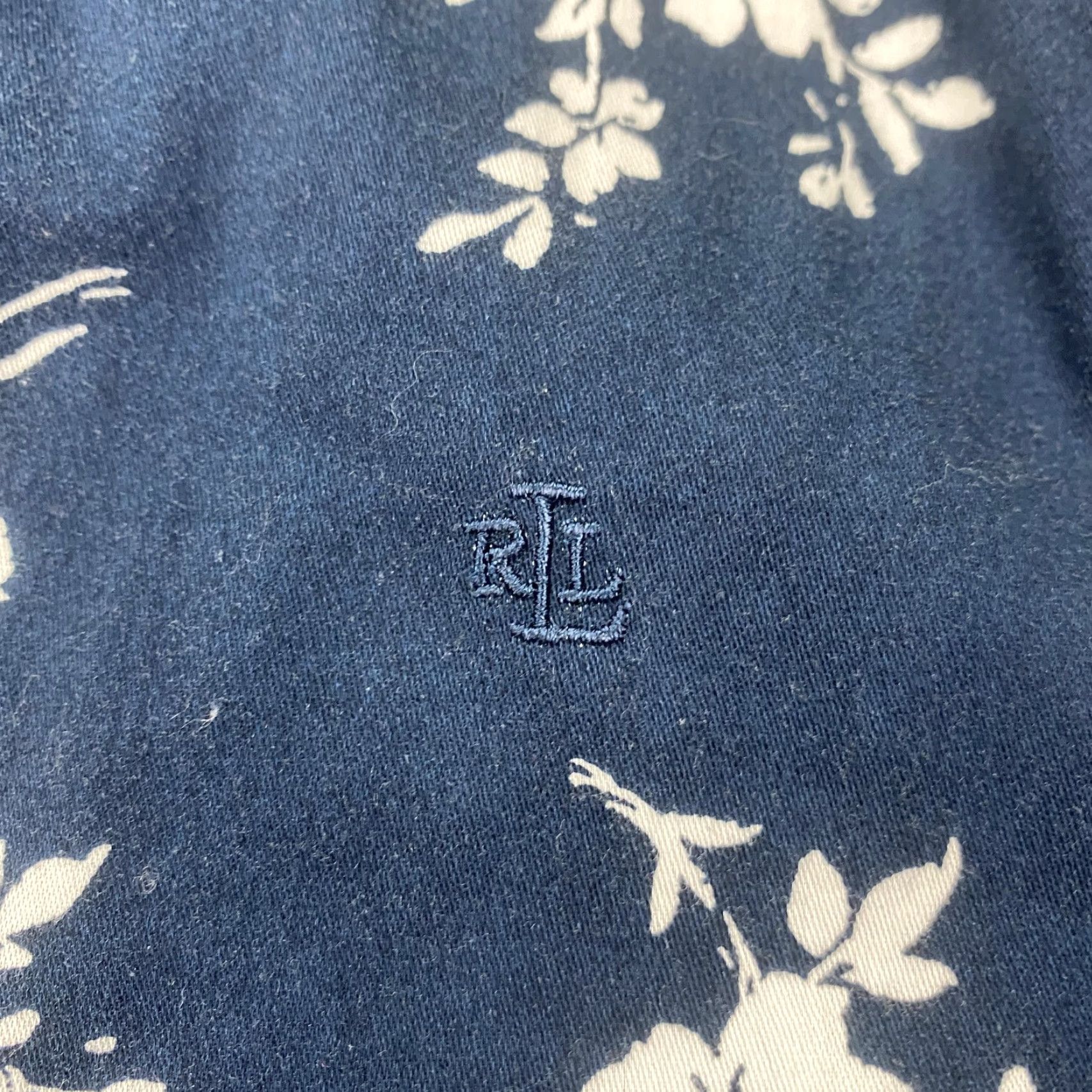 Ralph Lauren VINTAGELauren Ralph Lauren Shirt Womens Large Navy White Floral Non-Iron Long Sleeve? Size L / US 10 / IT 46 - 2 Thumbnail