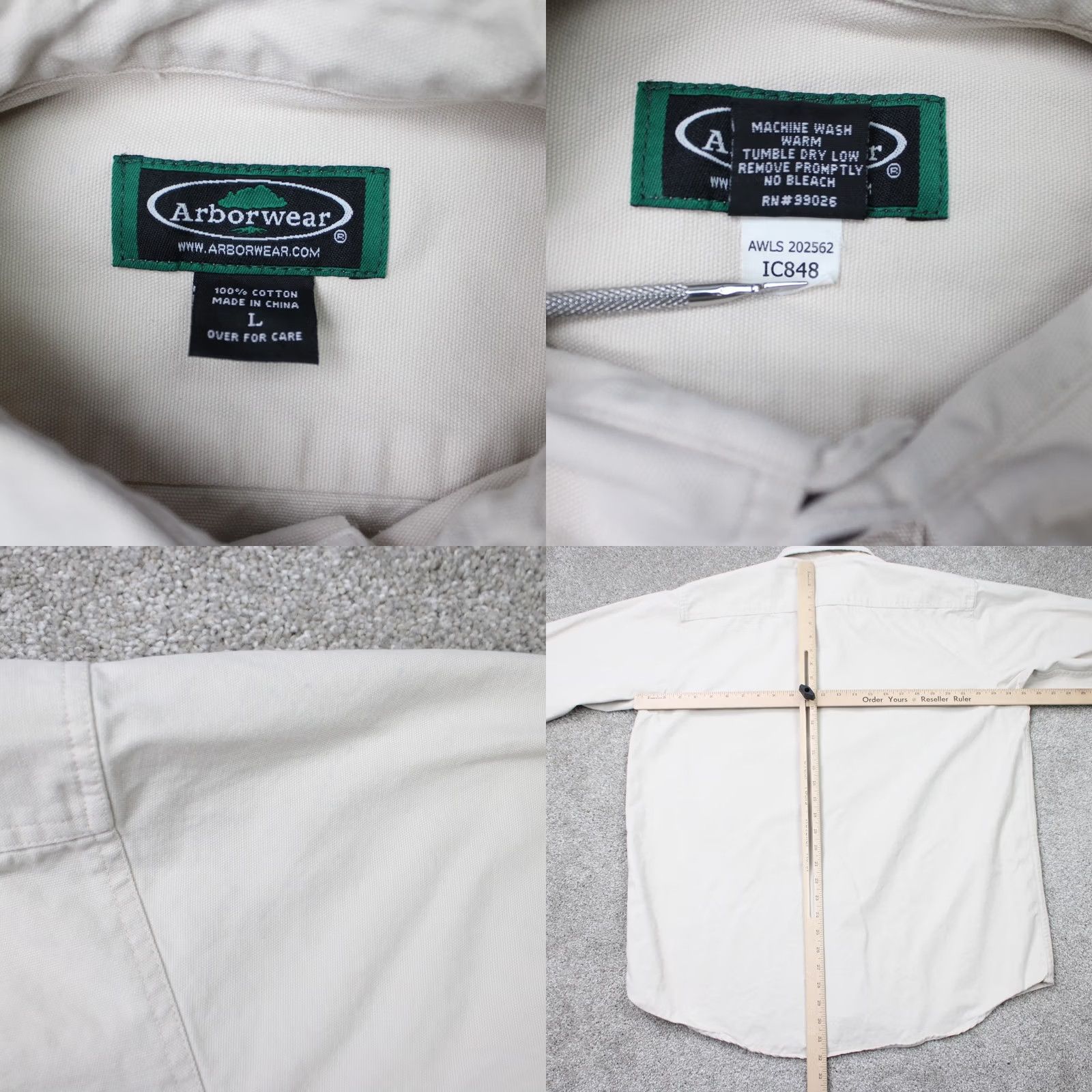 Vintage Arborwear Shirt Men Large Beige Cotton Double Pocket Long Sleeve Rugged Workwear Size US L / EU 52-54 / 3 - 8 Thumbnail
