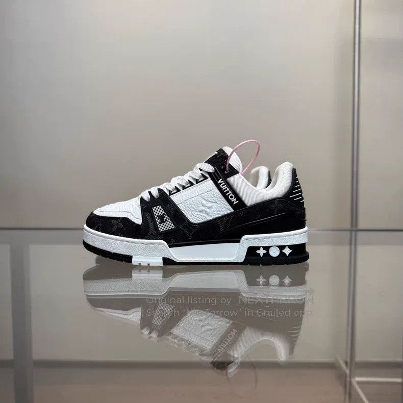 Louis Vuitton Louis Vuitton Trainer Black and White Denim shoes Size US 6 / IT 36 - 5 Thumbnail