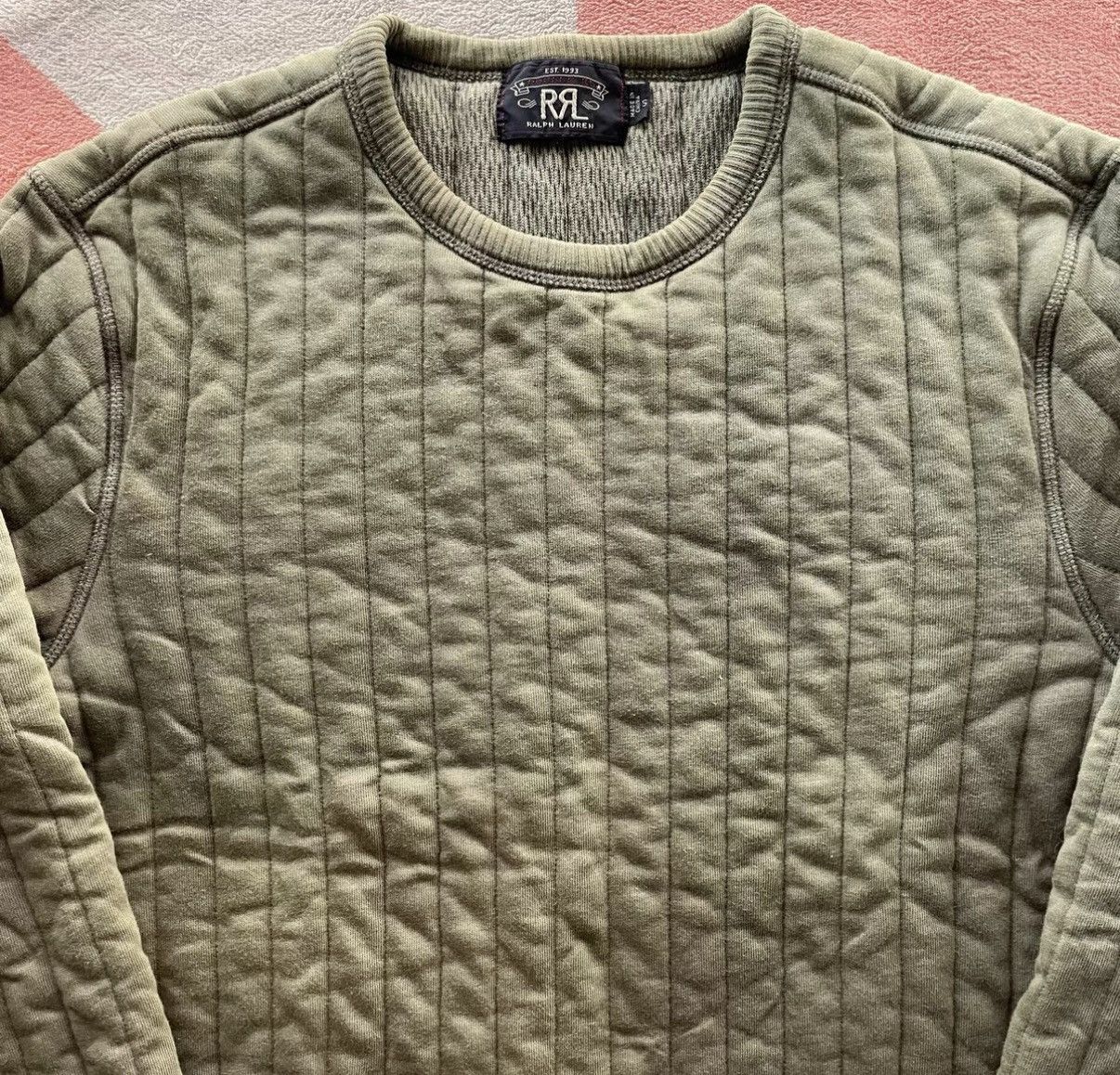 RRL Ralph Lauren RRL Ralph Lauren Olive Green Quilted Sweatshirt K22 Size US S / EU 44-46 / 1 - 2 Thumbnail