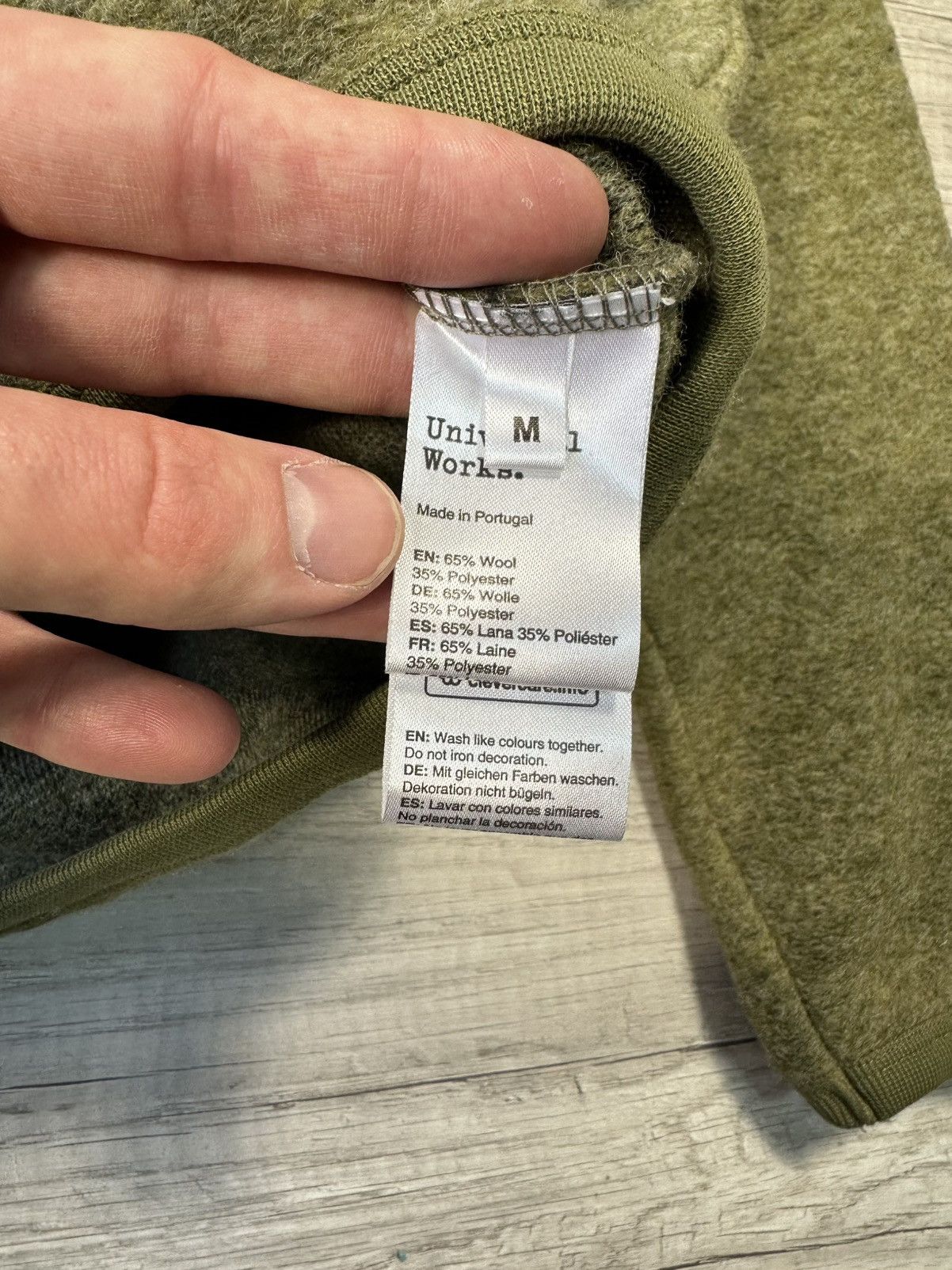 Universal Works Universal Works Cardigan Light Olive Wool Fleece Size US M / EU 48-50 / 2 - 5 Thumbnail