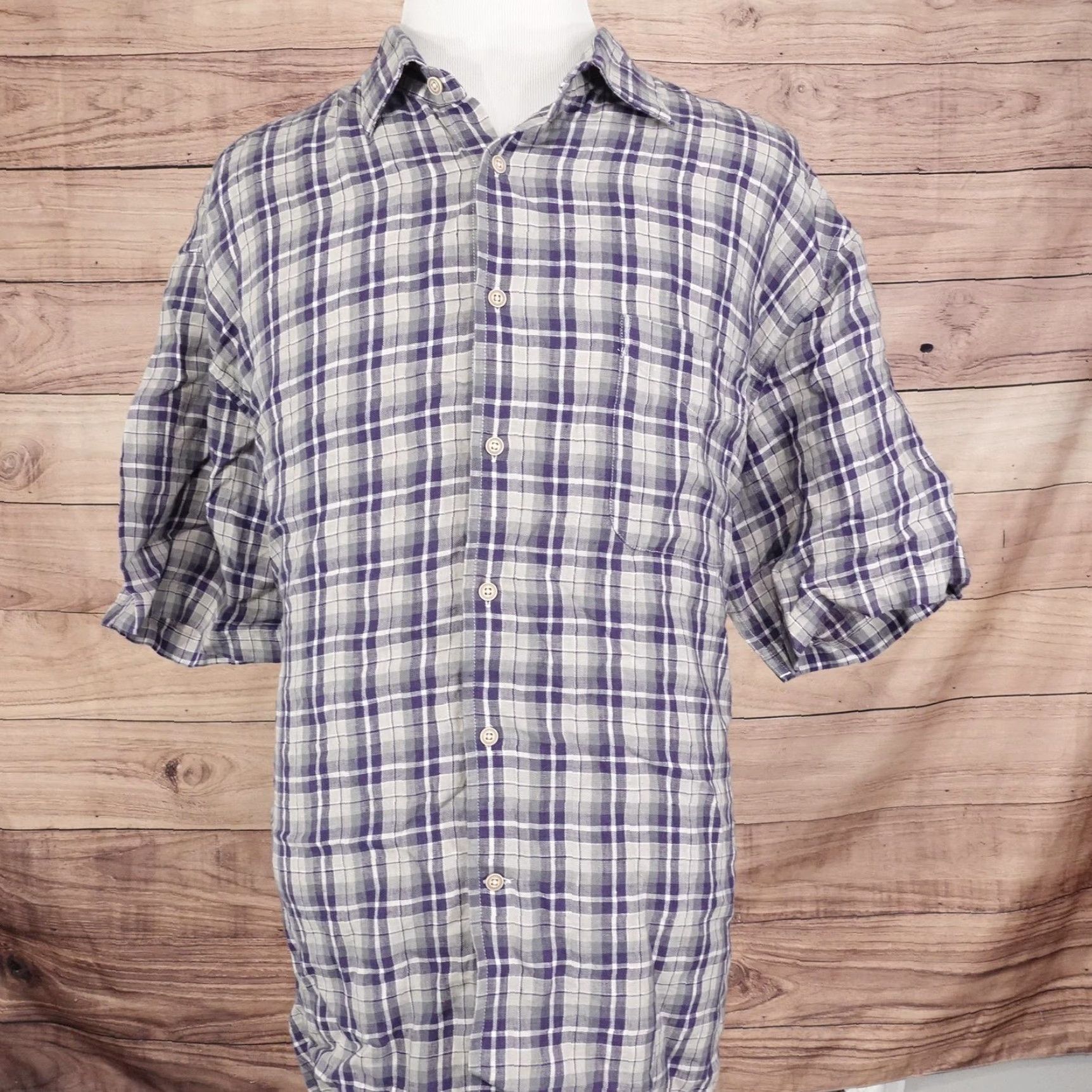 Joseph Abboud VINTAGE? No — (keep) Joseph Abboud Shirt Mens 2XL Plaid Linen Short Sleeve Classic Fit Size US XXL / EU 58 / 5 - 3 Thumbnail