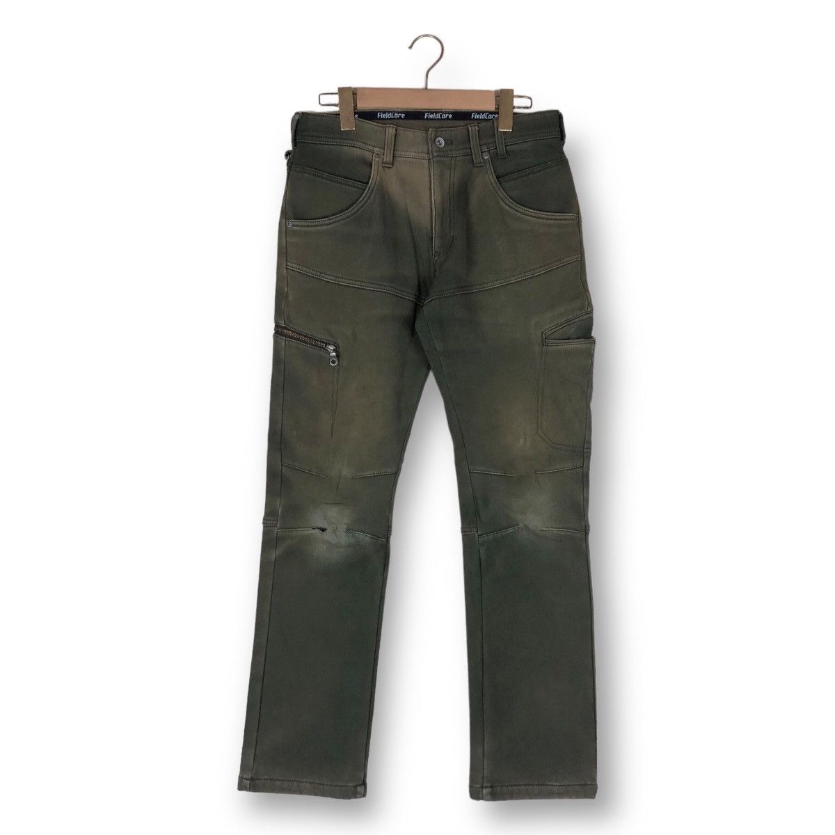 image of Vintage Fieldcore Double Knee Distressed Cargo Stretch Pants in Dark Green, Men's (Size 30)