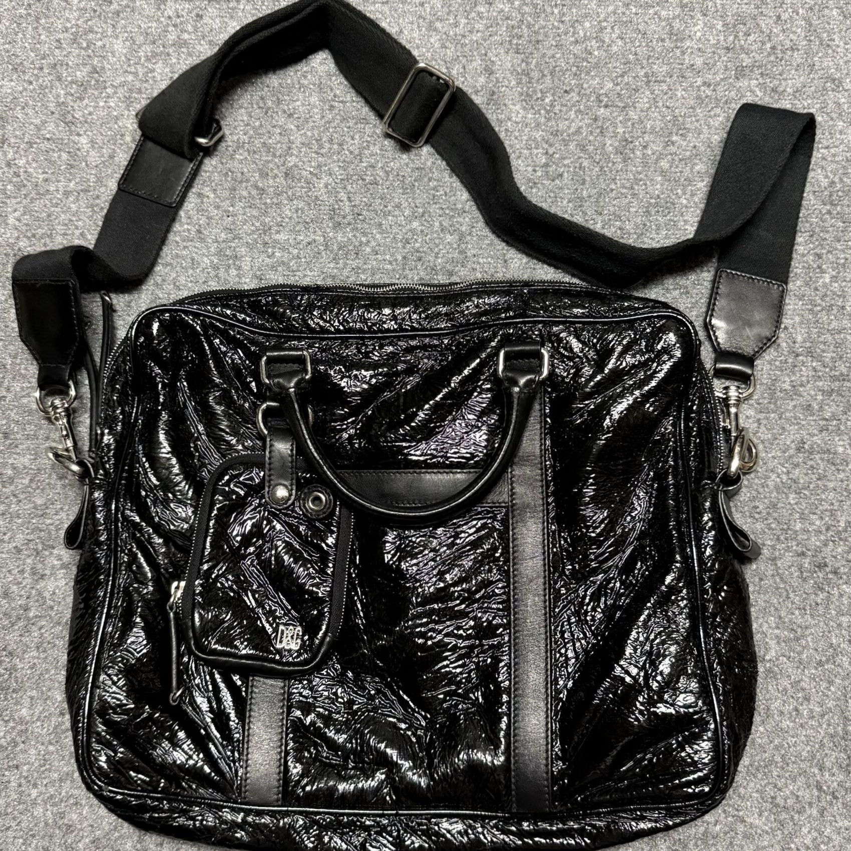 Dolce & Gabbana Dolce & Gabbana Briefcase Black Crinkle Leather Document Mens Business Bag Size ONE SIZE - 3 Thumbnail