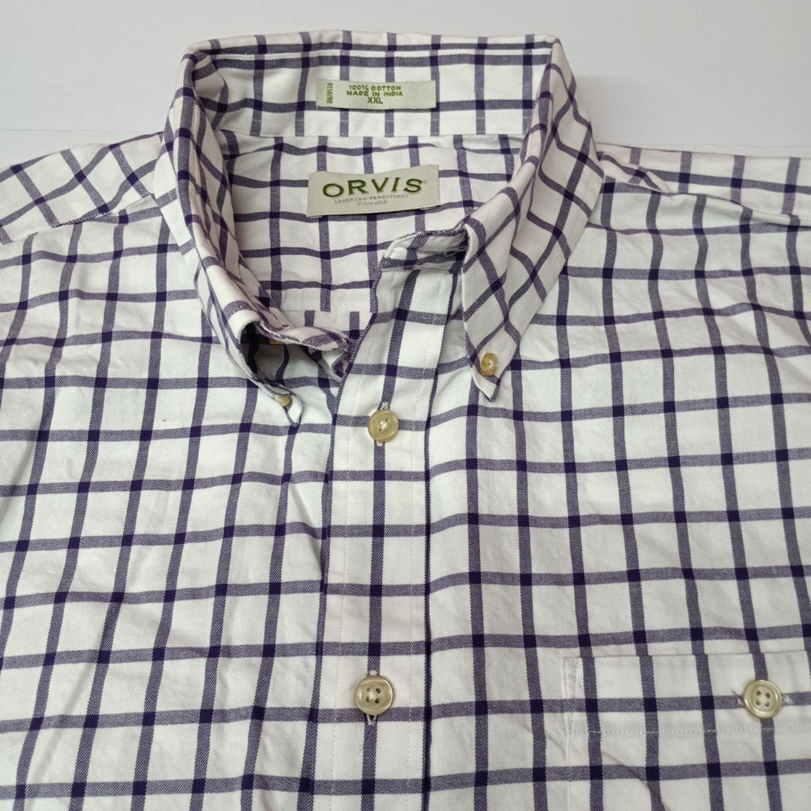 Orvis Orvis Plaid Button Down Shirt Mens Size 2XL Purple Wht Check Size US XXL / EU 58 / 5 - 3 Thumbnail