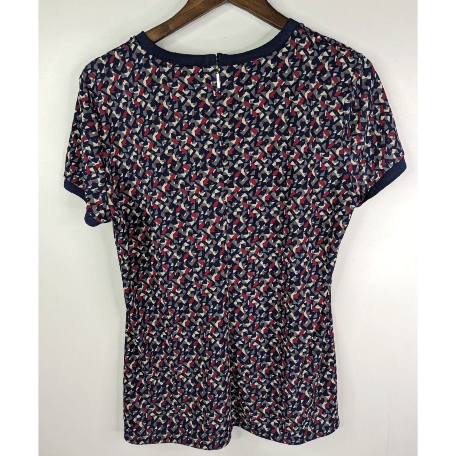 Ralph Lauren Lauren Ralph Lauren Meilyr Knit Geometric Pattern Top Navy Zip Womens Size L Short Sleeve Regular Fit Fashion-pullovers Size L / US 10 / IT 46 - 3 Thumbnail