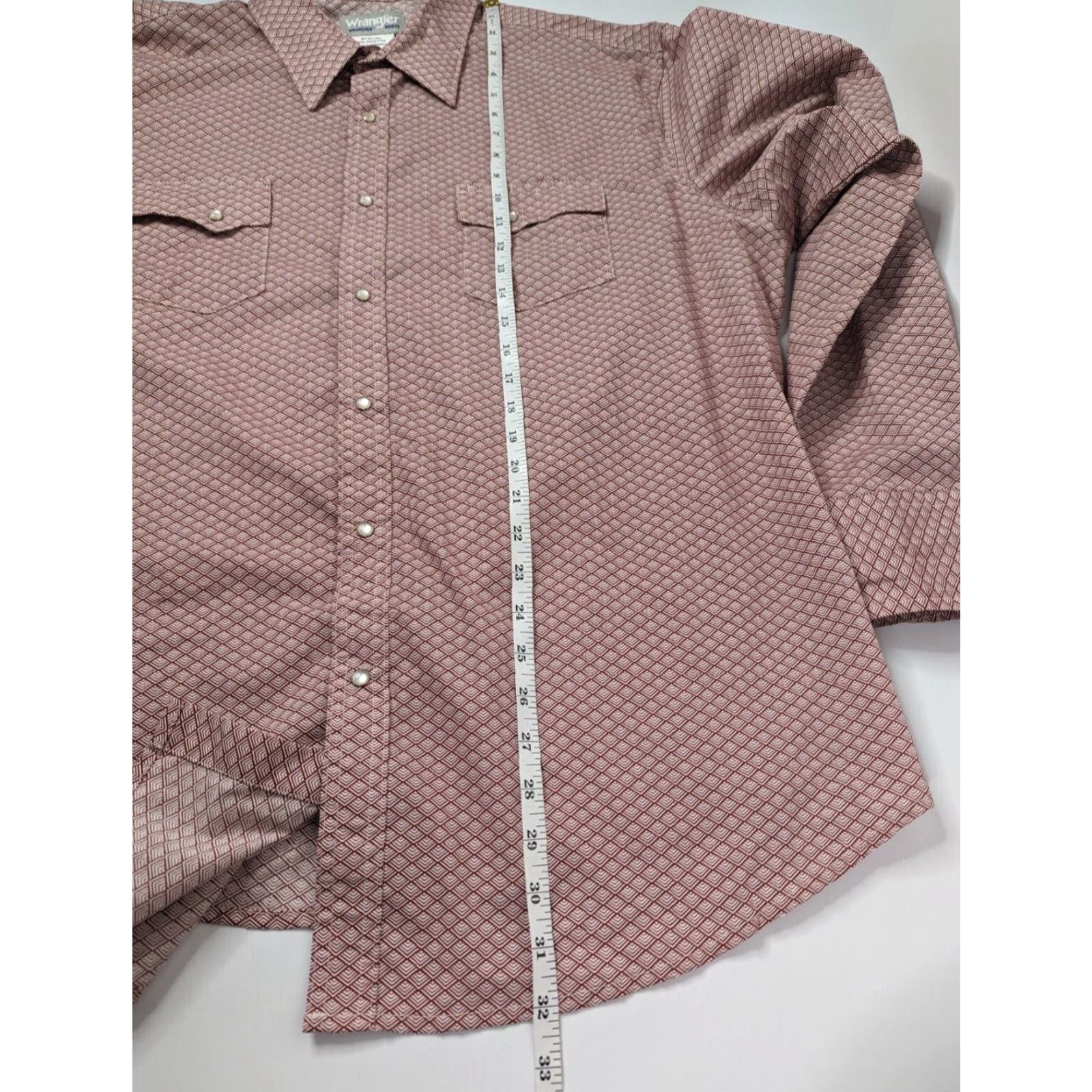 Wrangler VINTAGE Wrangler Wrancher Red Geometric Pearl Snap Western Long Sleeve Shirt Men’s 2XL Size US XXL / EU 58 / 5 - 6 Thumbnail