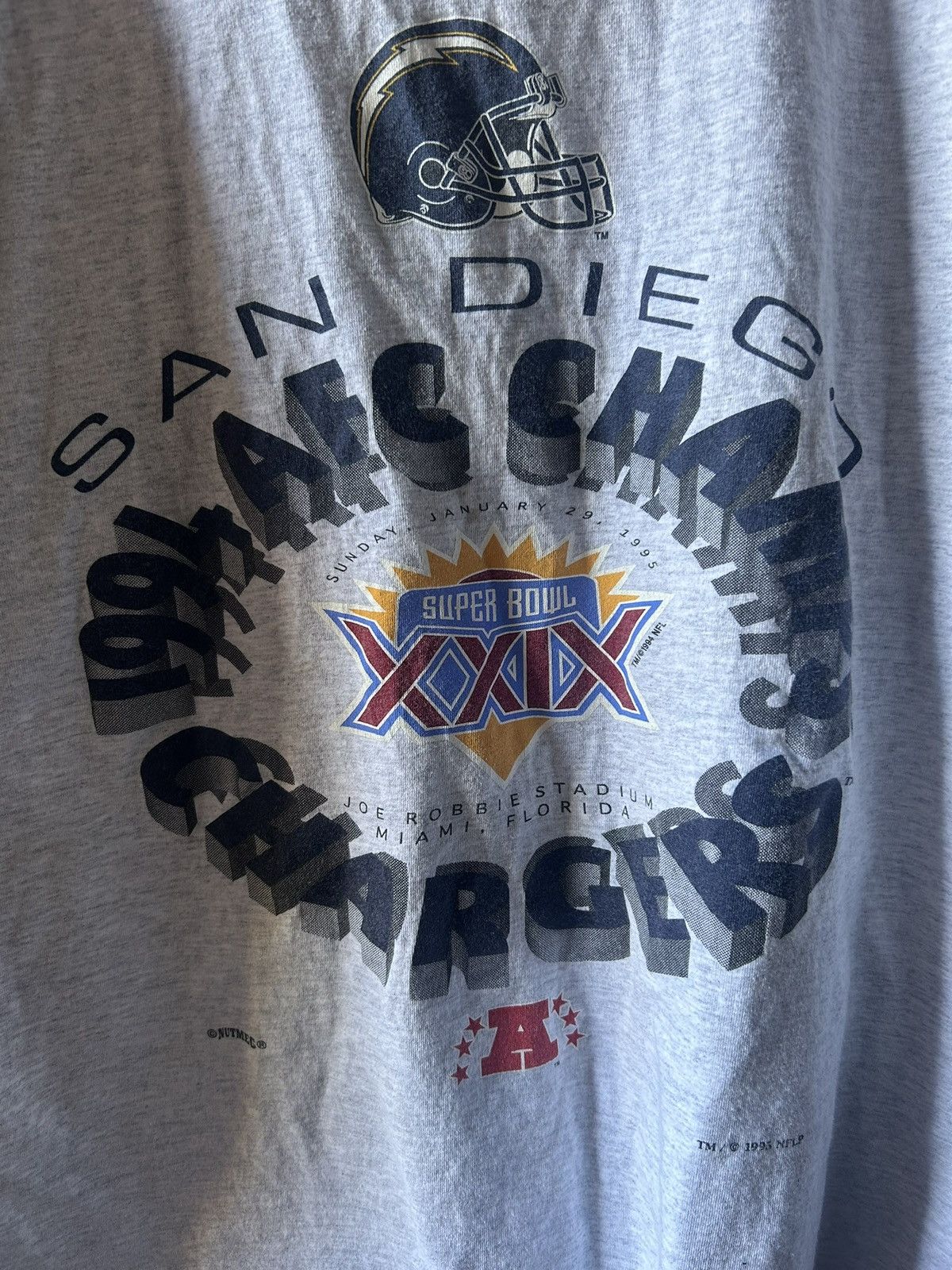 Nutmeg Vintage 1995 NFL Super Bowl XXIX San Diego Chargers Shirt Size US XL / EU 56 / 4 - 2 Thumbnail