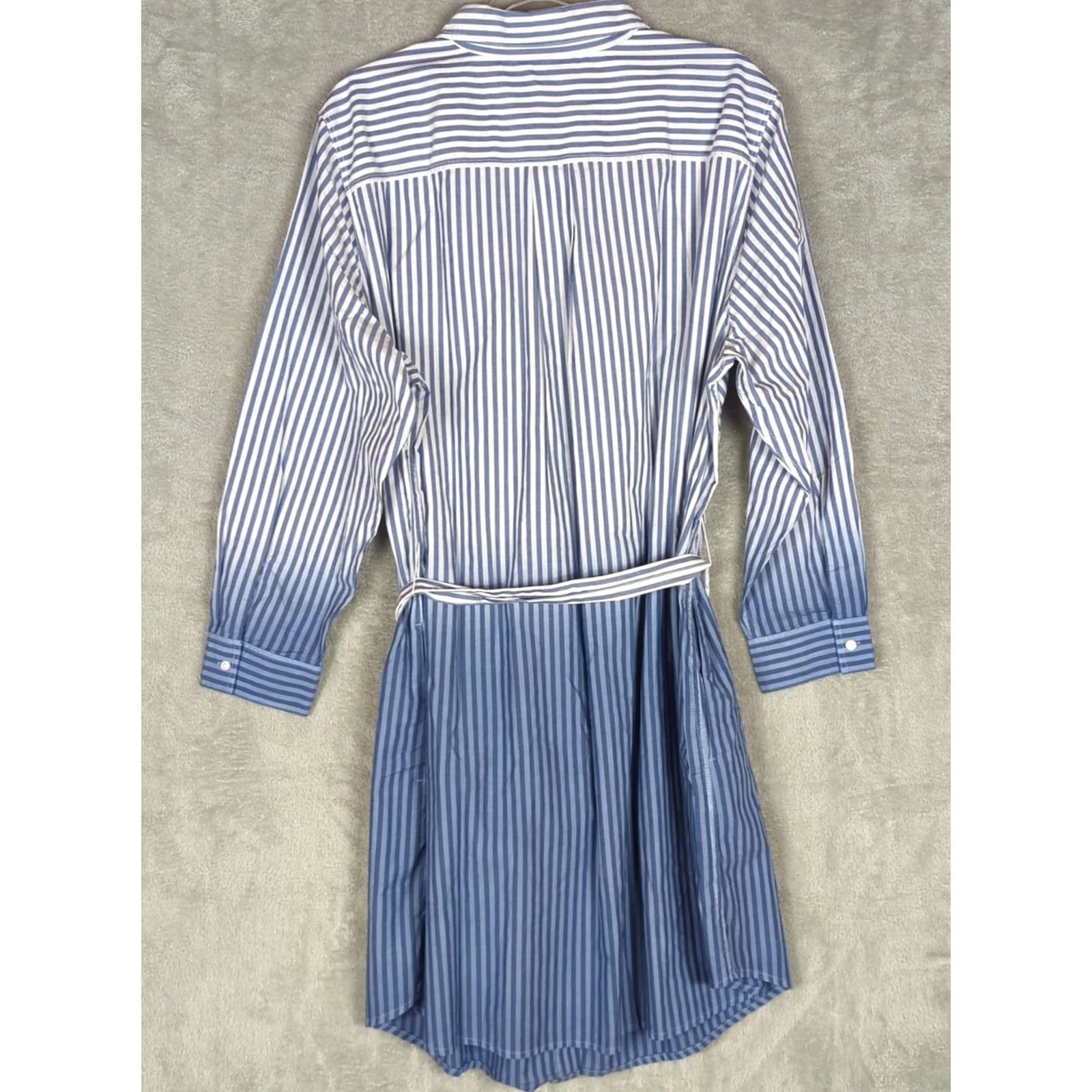 Lands' End Lands' End Shirt Dress 1X Blue Ombre Button Front Collared Long Sleeve Knee Length Plus Size Womens Vintage No N/A Size XL / US 12-14 / IT 48-50 - 2 Thumbnail