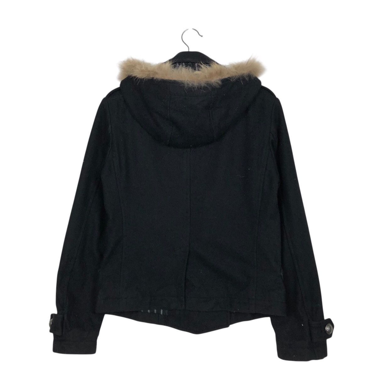 PPFM 📌Rich Black Wool Biker Jacket PPFM Mink Fur Hoodie Size US M / EU 48-50 / 2 - 9 Thumbnail