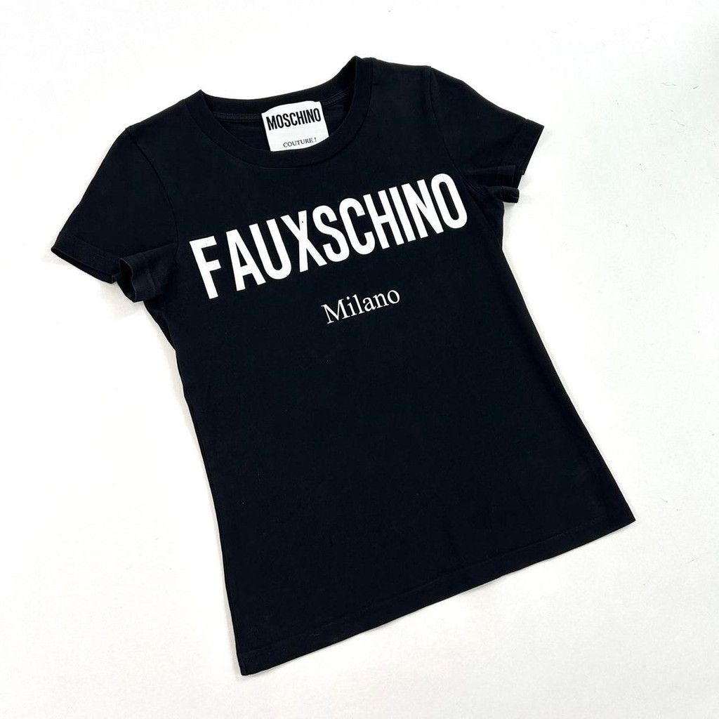 Moschino Moschino black tshirt, white 'FAUXSCHINO' Size S / US 4 / IT 40 - 5 Thumbnail