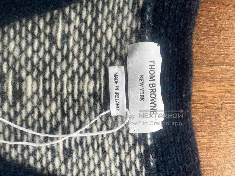 Thom Browne Thom Browne Blue and White Jacquard Wool Knit Cardigan Size US S / EU 44-46 / 1 - 2 Thumbnail