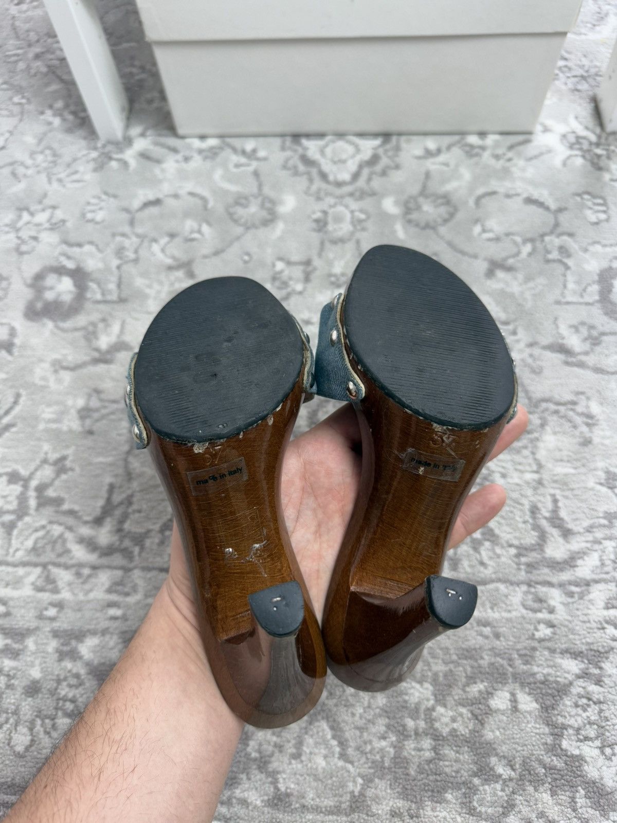 Dior Vintage y2k Dior wood & denim mules sandals US6 designer rare Size US 6 / IT 36 - 10 Thumbnail