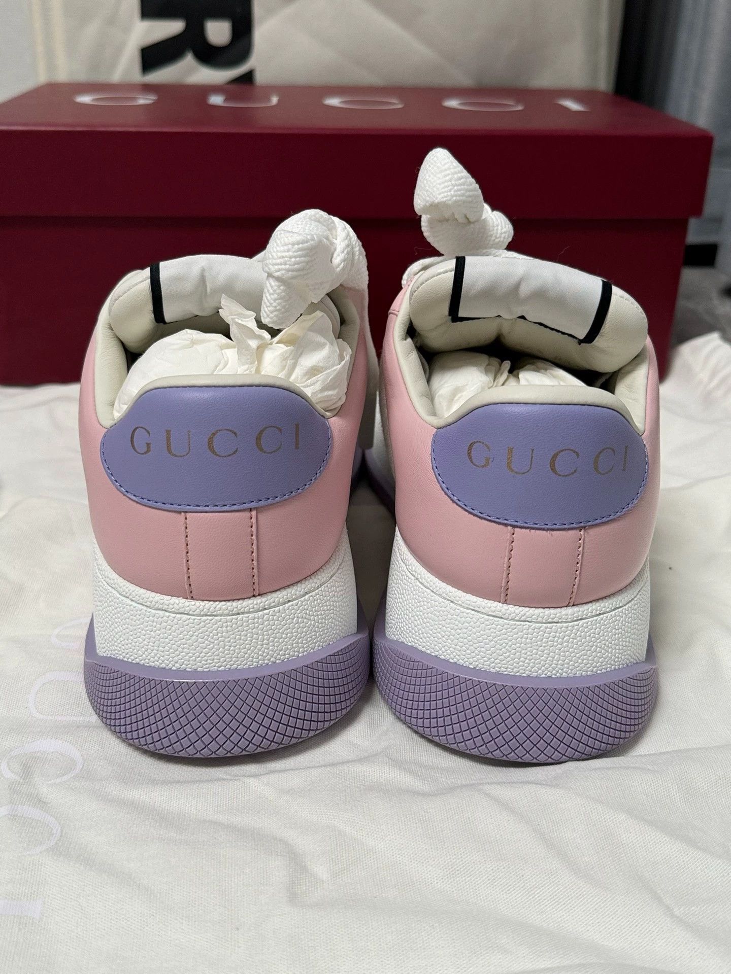 Gucci Gucci Screener Dirty Sneakers Pink&White Purple&White Size US 6 / IT 36 - 4 Thumbnail