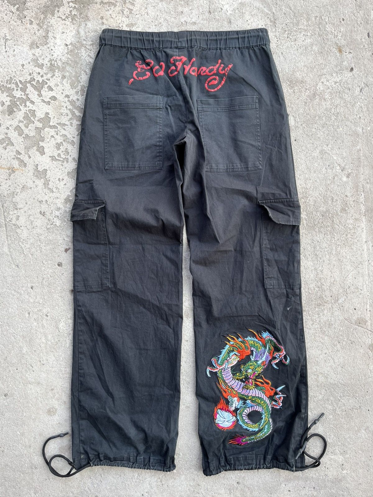 Ed Hardy Ed Hardy x Urban Outfitters Big Logo Cargo Parachute Pants Size US 30 / EU 46 - 1 Thumbnail