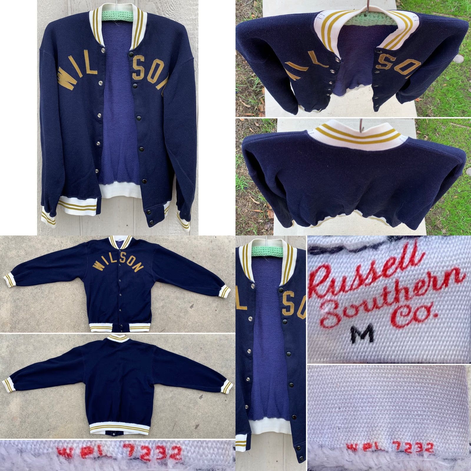 Wilson vintage Russell jacket snap front WILSON on front 50s 1950s size M blue sportswear/Beach Mens/Adult? Size US M / EU 48-50 / 2 - 8 Thumbnail