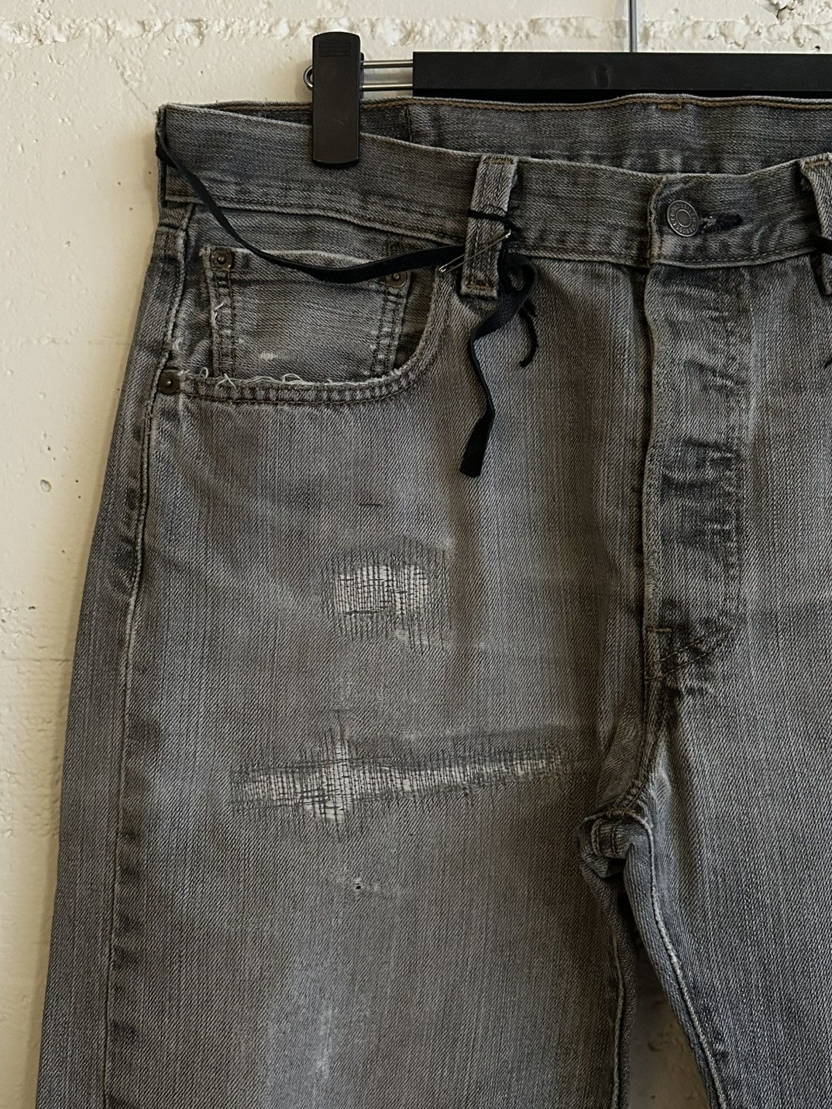 Vintage Grey Levi’s Thrashed and Repaired