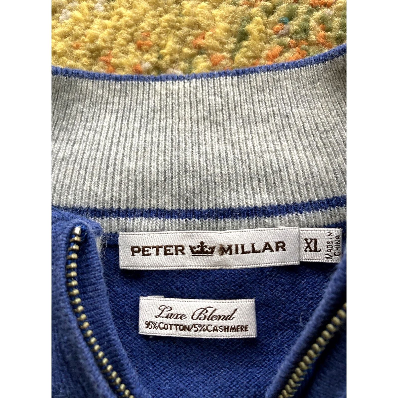 Peter Millar Peter Millar Golf Mens 1/4 Zip Sweater Vest XL Blue Cashmere Cotton Blend Size US XL / EU 56 / 4 - 5 Thumbnail