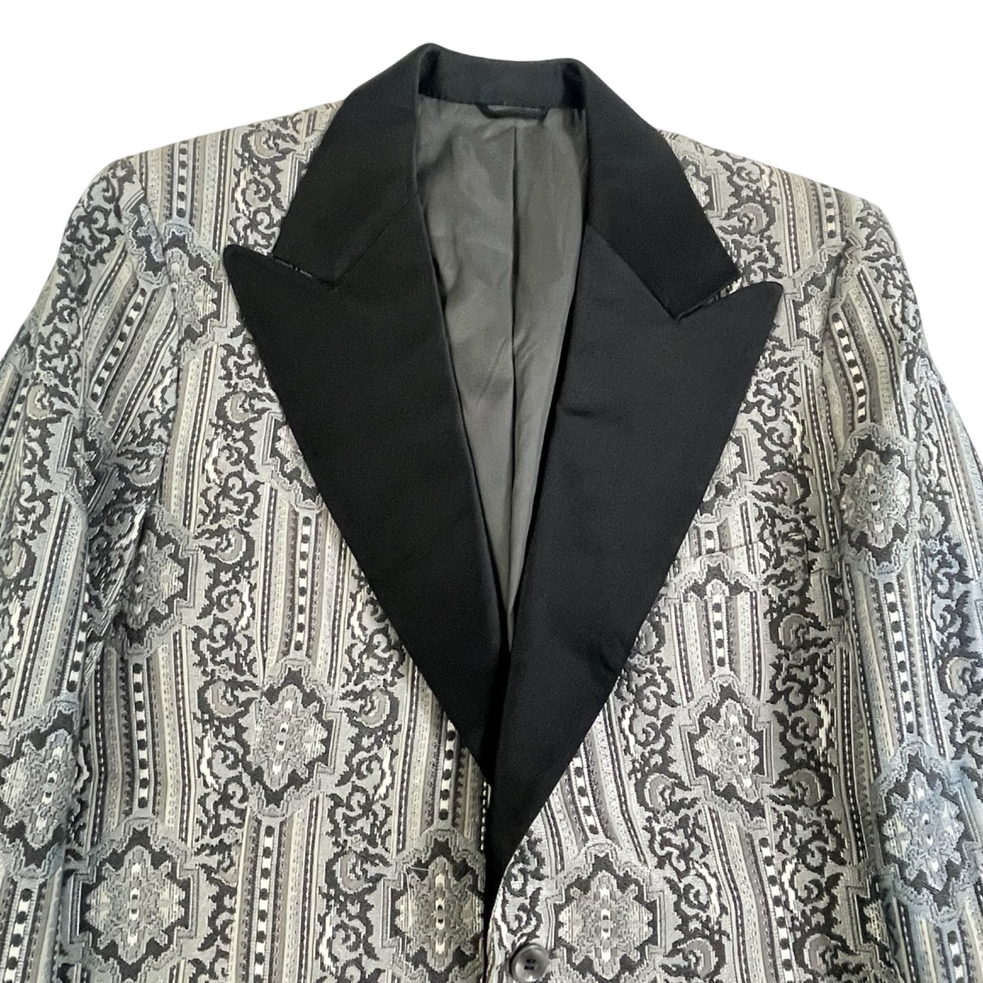 Vintage Vintage 1950s Silver Print Tuxedo Jacket Mens Size 39L Size 38L - 2 Thumbnail