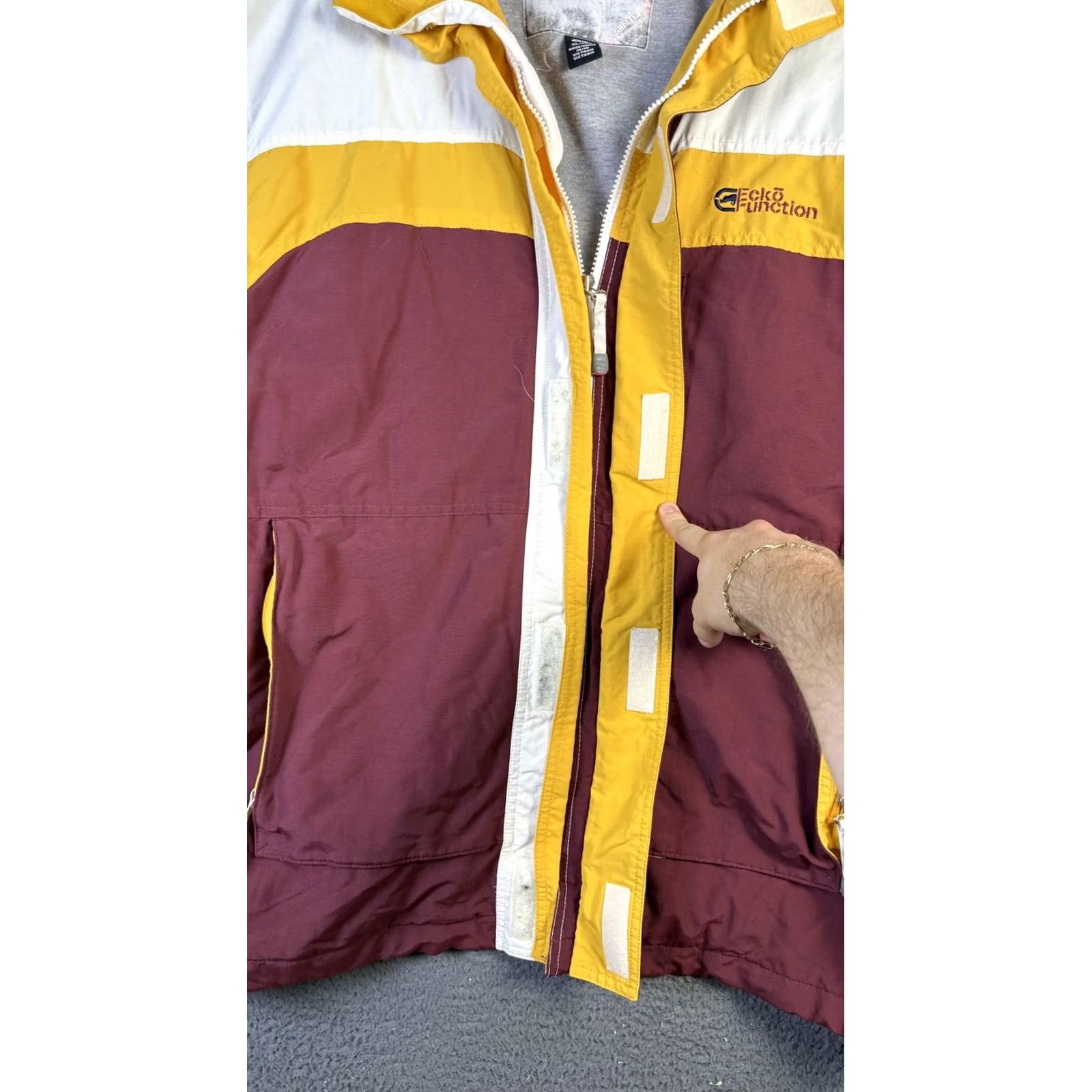 Ecko Unltd. Ecko Function Jacket Mens XL Full Zip Outdoor Ski Coat Pockets Windproof Lined Yellow Burgundy White Zip Summer 90s Mens Size US XL / EU 56 / 4 - 6 Thumbnail