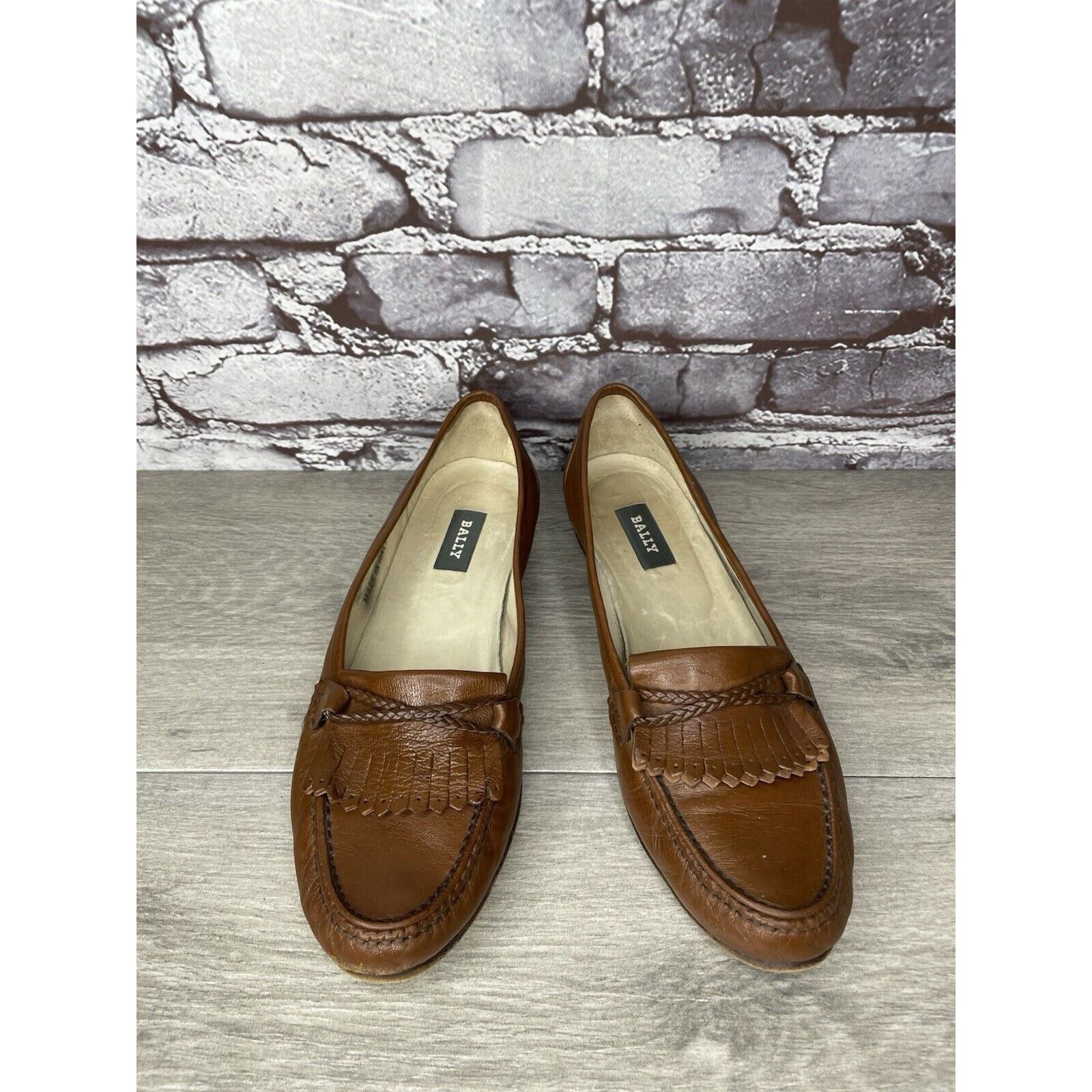 Bally Bally Margy Brown Leather Kiltie Braided Slip On Loafers Sho Size US 9 / IT 39 - 23 Thumbnail