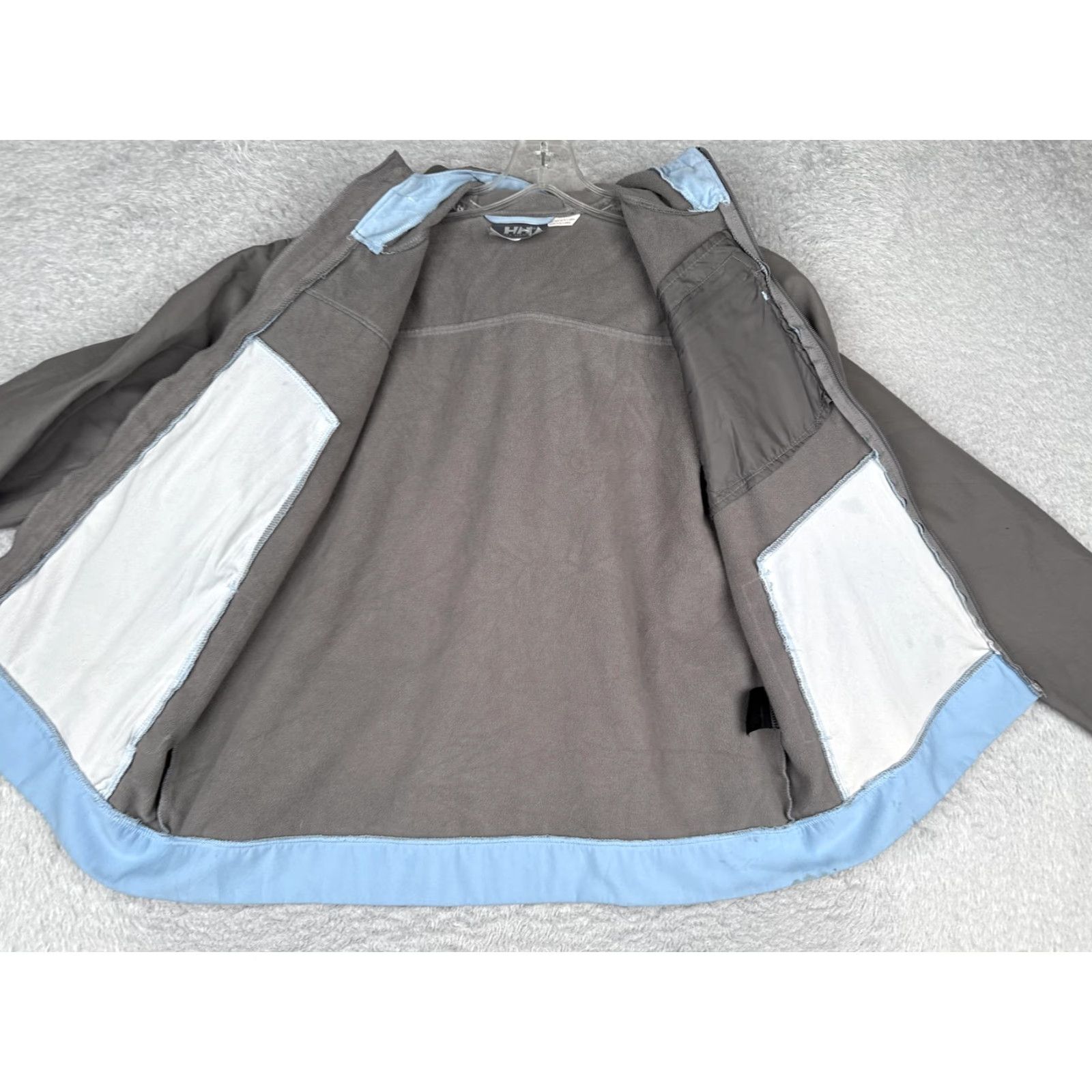 Helly Hansen VINTAGE Helly Hansen Jacket Women XL Blue Brown Hood Softshell Fleece Lined Windbreaker Size XL / US 12-14 / IT 48-50 - 2 Thumbnail