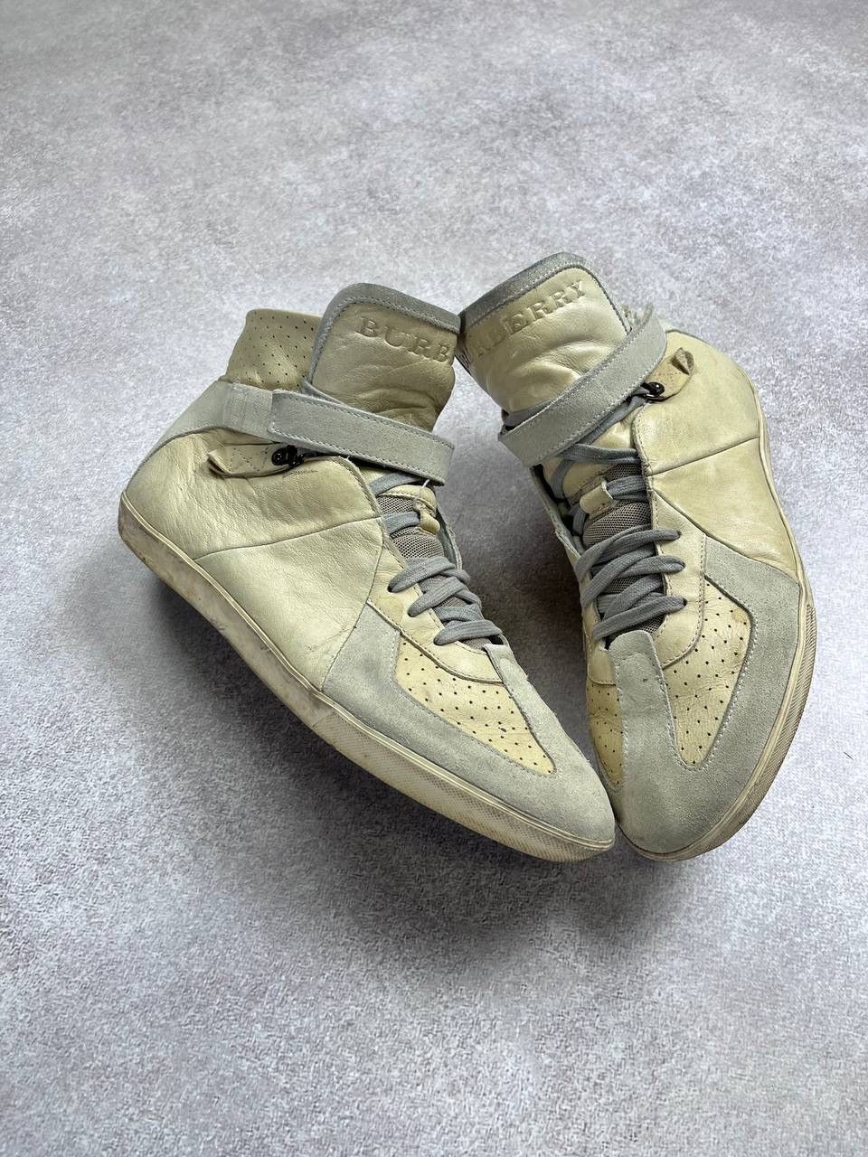 Burberry Grail❗️Burberry Hi-top Leather Margiela Style Sneakers 44 Size US 11 / EU 44 - 3 Thumbnail
