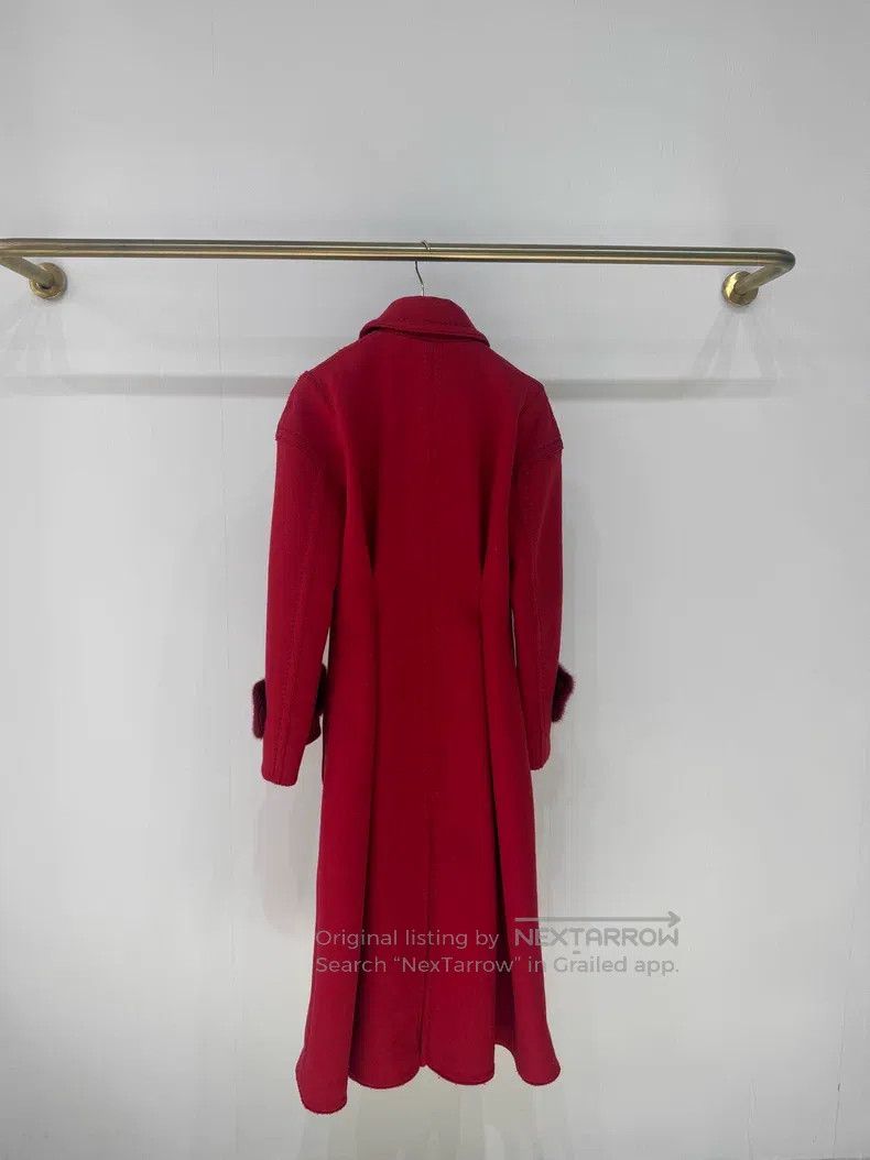 Fendi Fendi Crimson Red Mink Fur Collar Wool Cashmere Coat Size XXS / US 00 / IT 34 - 2 Thumbnail