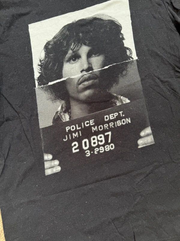 Neil Barrett Vintage print tee Jimi Morrison black dark logo graphic Size US S / EU 44-46 / 1 - 1 Thumbnail