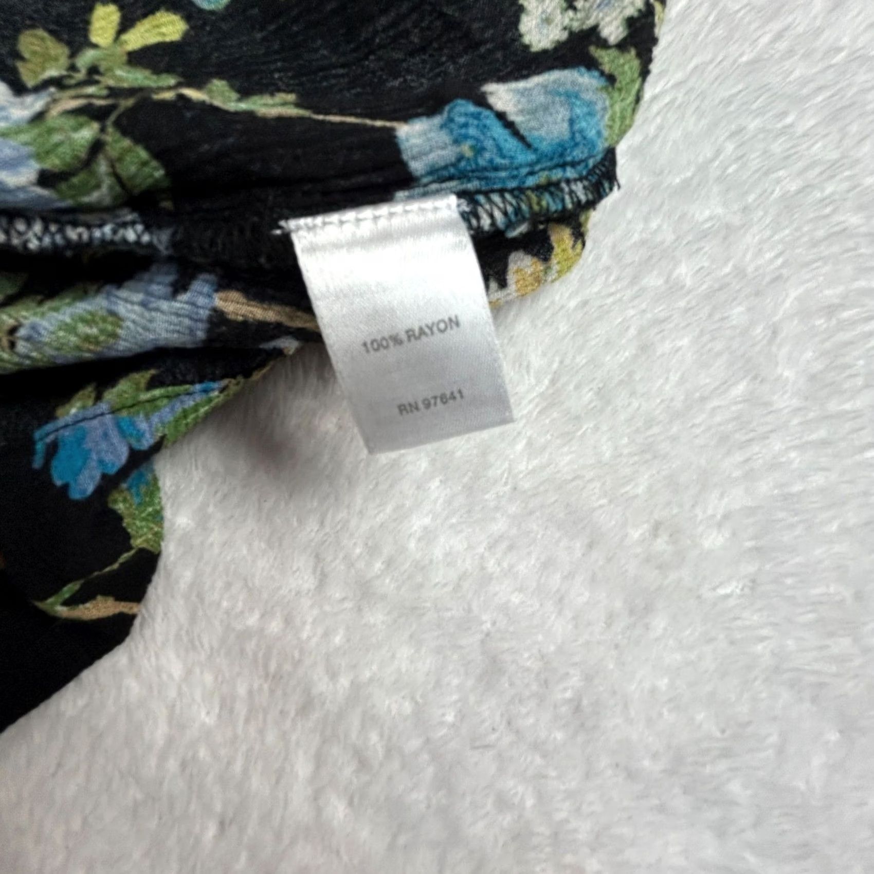 J. Jill J.Jill Womens Floral Print 3/4 Sleeve Rayon Blouse Top Large Petite Black Blue Size L / US 10 / IT 46 - 5 Thumbnail