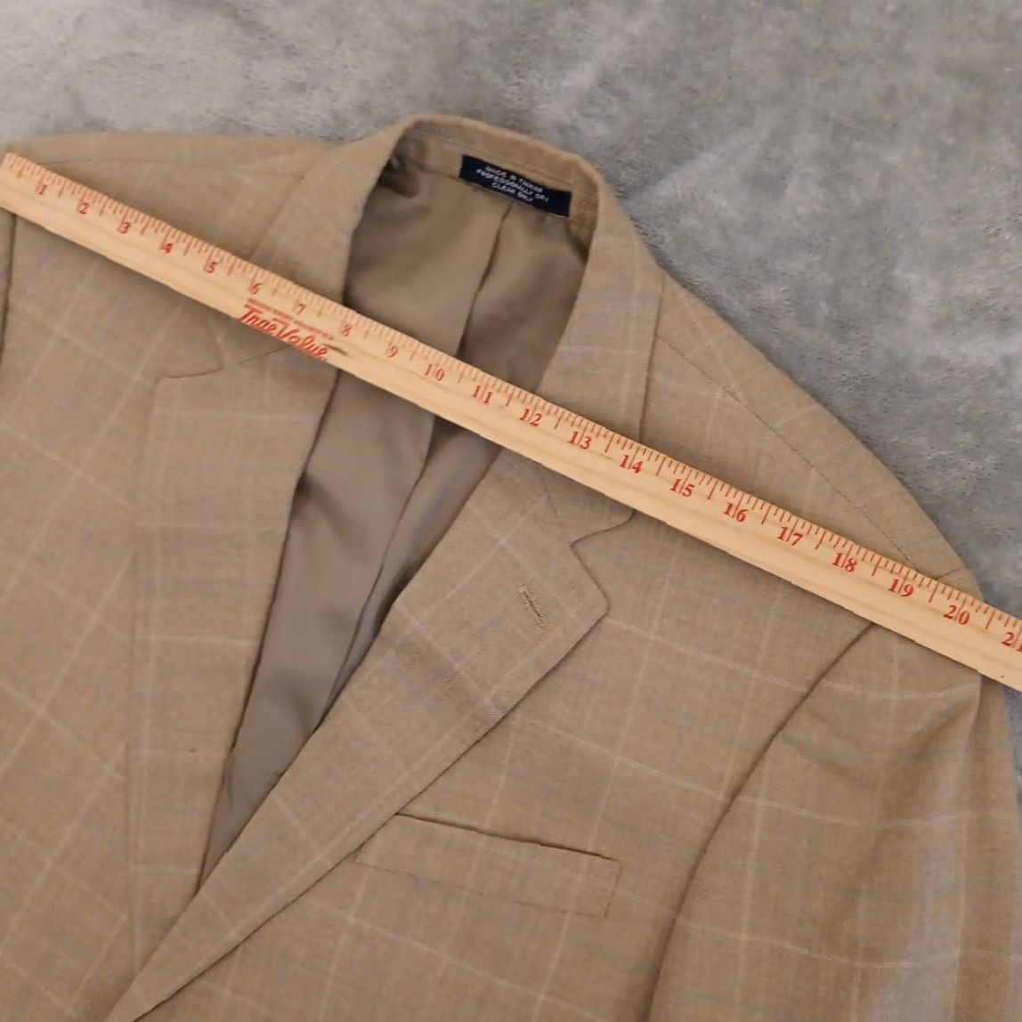 Chaps Chaps Blazer Mens 44 Beige Plaid Wool Two-Button Single Vent Notch Lapel Jacket Coat Size 44R - 2 Thumbnail
